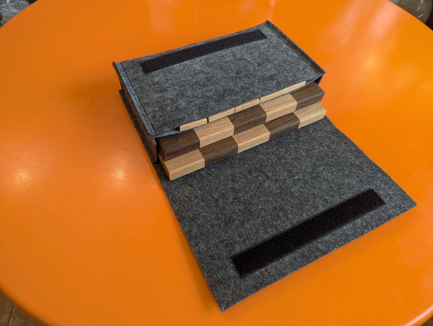 Rushi wooden game set. Abstract strategy game. Hardwood tiles