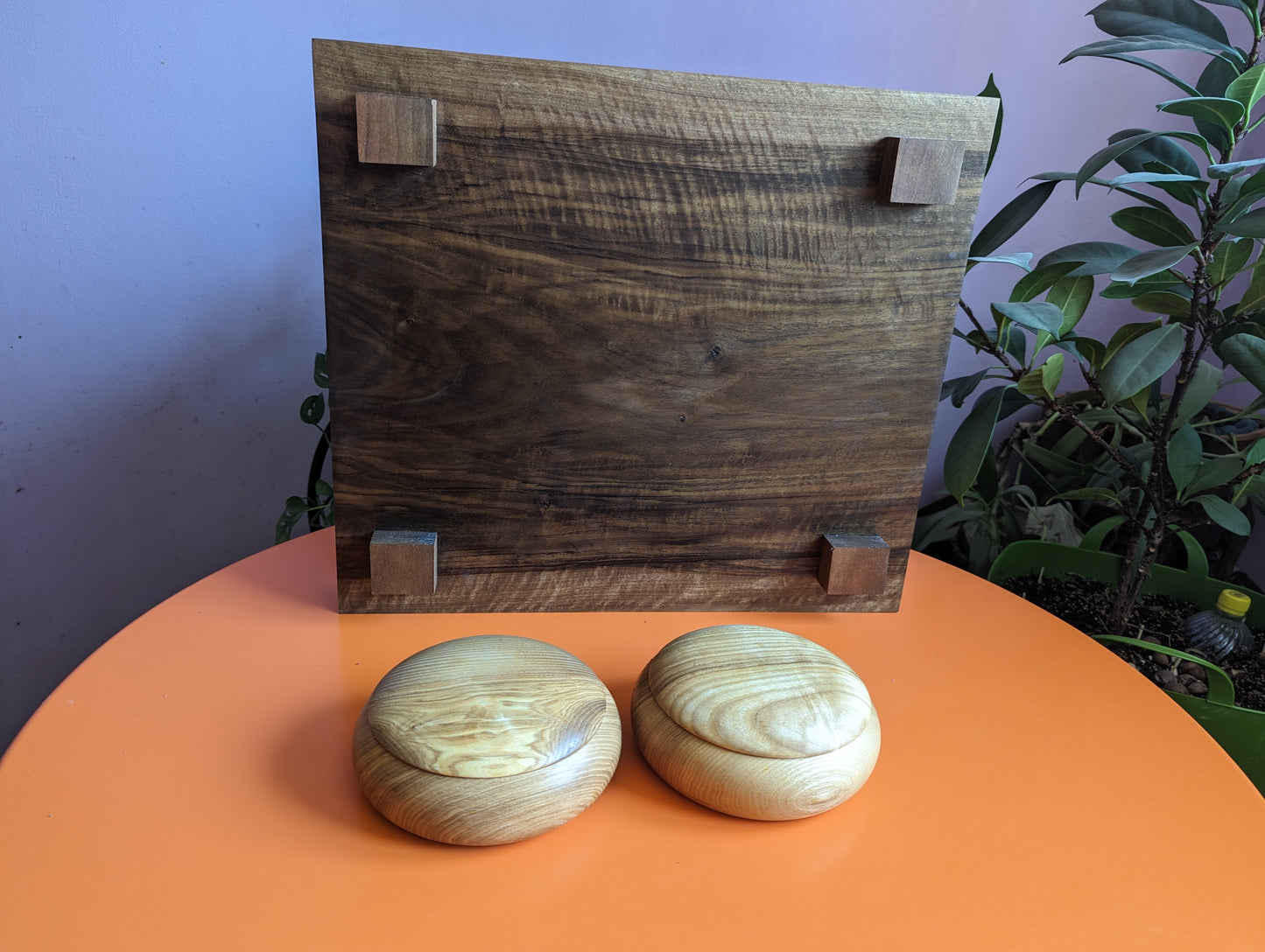 Xiangqi solid walnut 18" board game. Handmade board. Hand carved lines