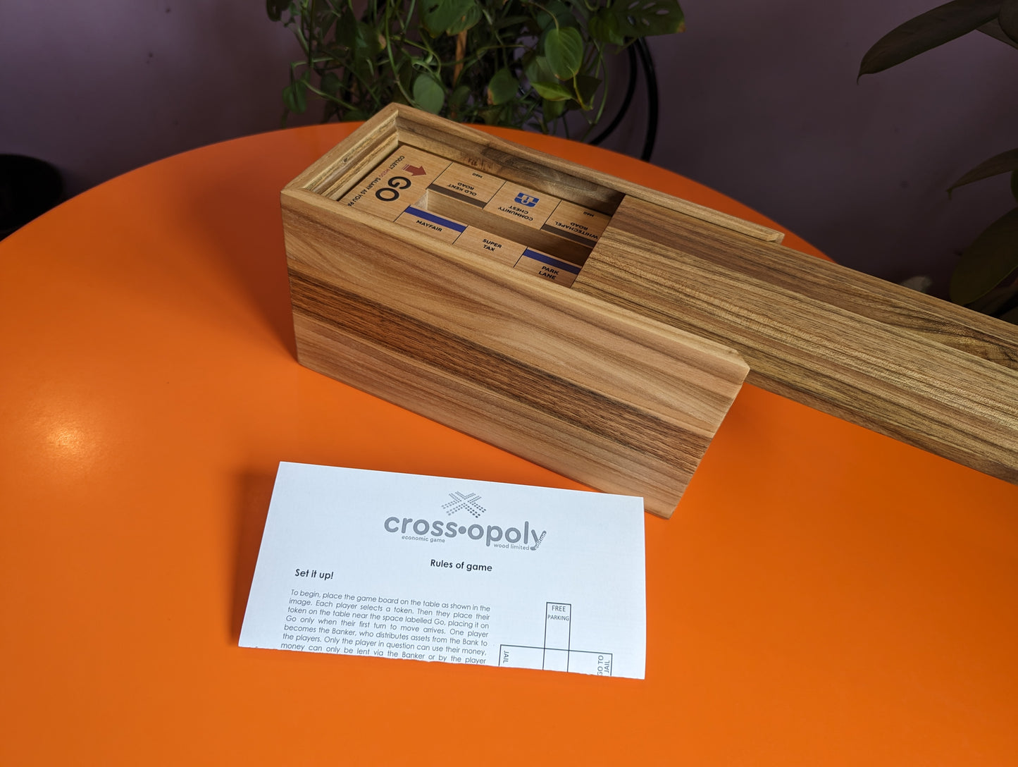 Board game Crossopoly. Wood edition. Handmade unique monopoly