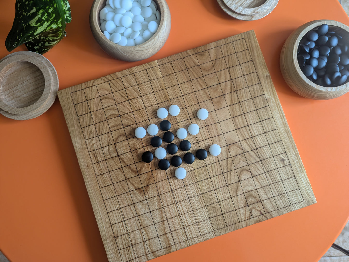 Renju wooden game set. Foldable thin sweet cherry wood 15x15 Goban. Gomoku. Game Go set