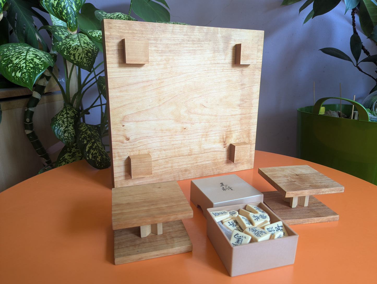 Handmade solid alder Shogi game set
