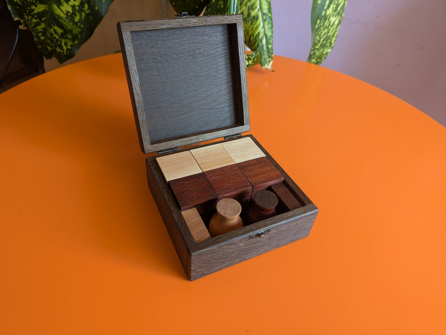 Handmade Wooden Volterra game set. Sucupira wood and Maple wood.