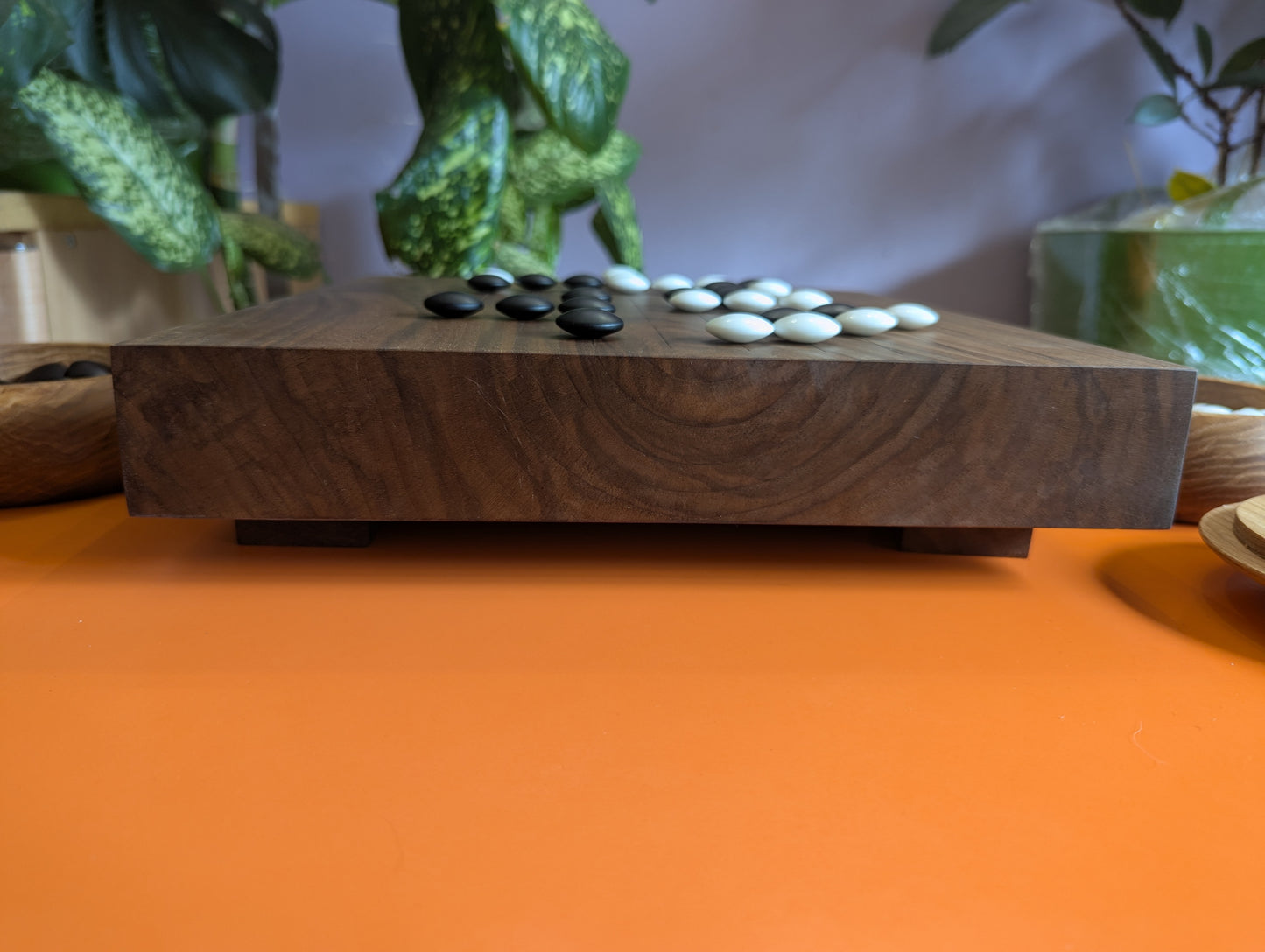 Reversible 13x13 & 9x9 solid walnut game Go set