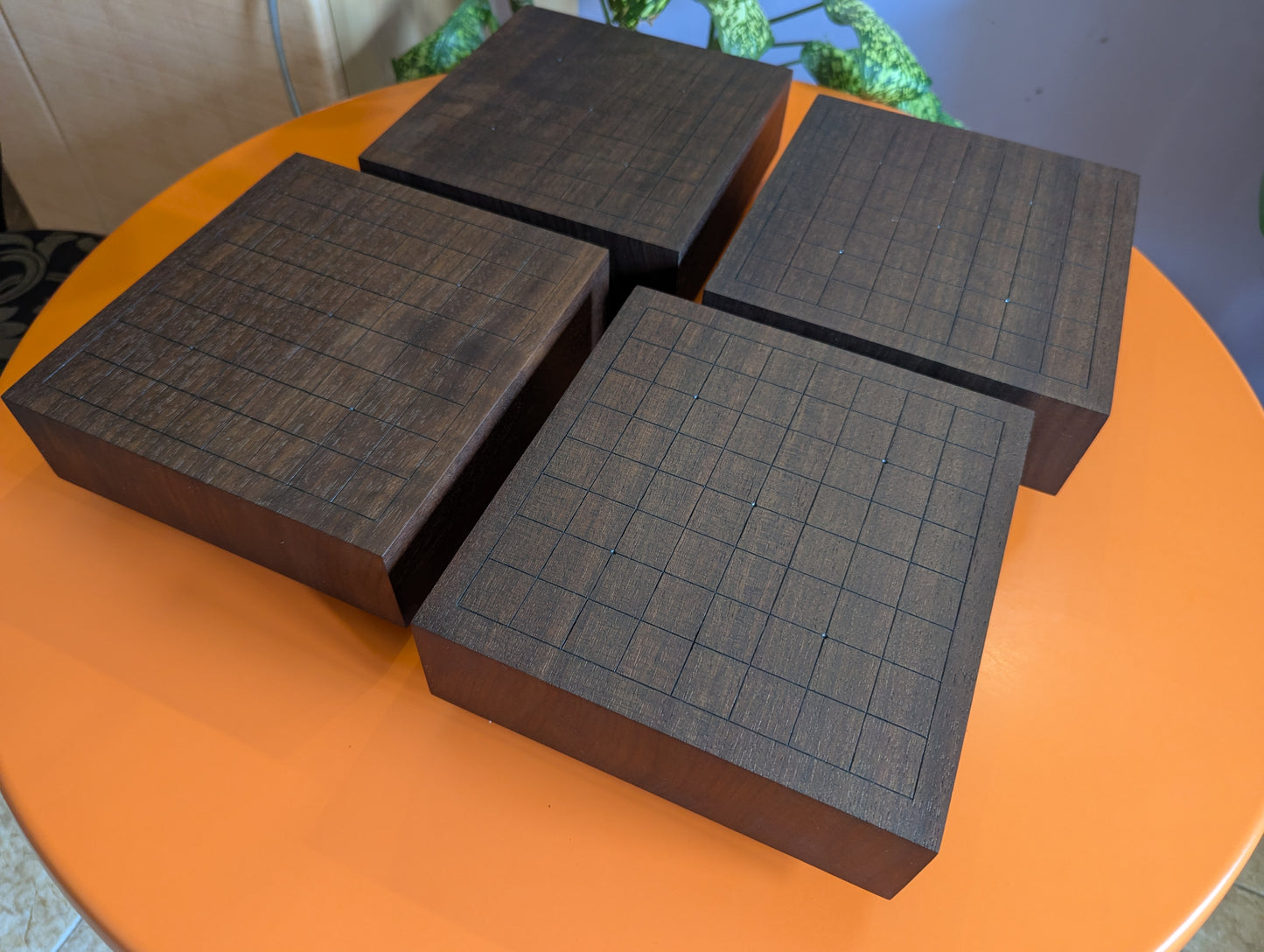 Black walnut 9x9 Goban. 3.4" hand carved game Go board