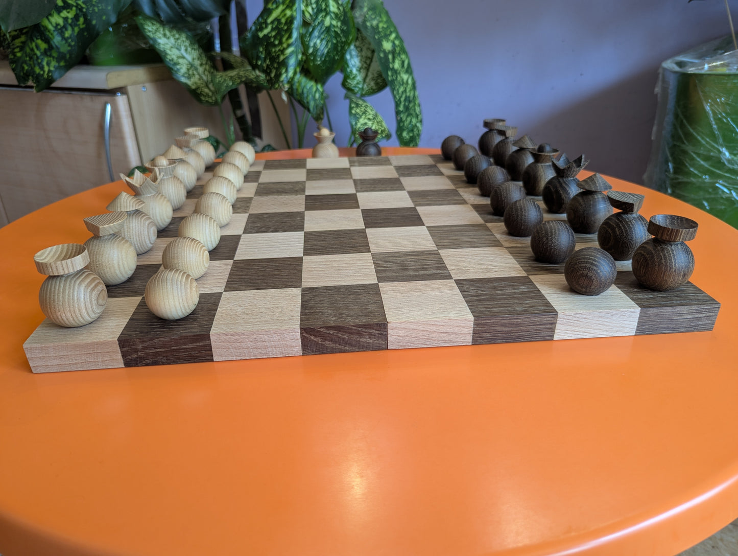 Arimaa chess set and Modern minimalist chess set. Handmade wooden chess pieces