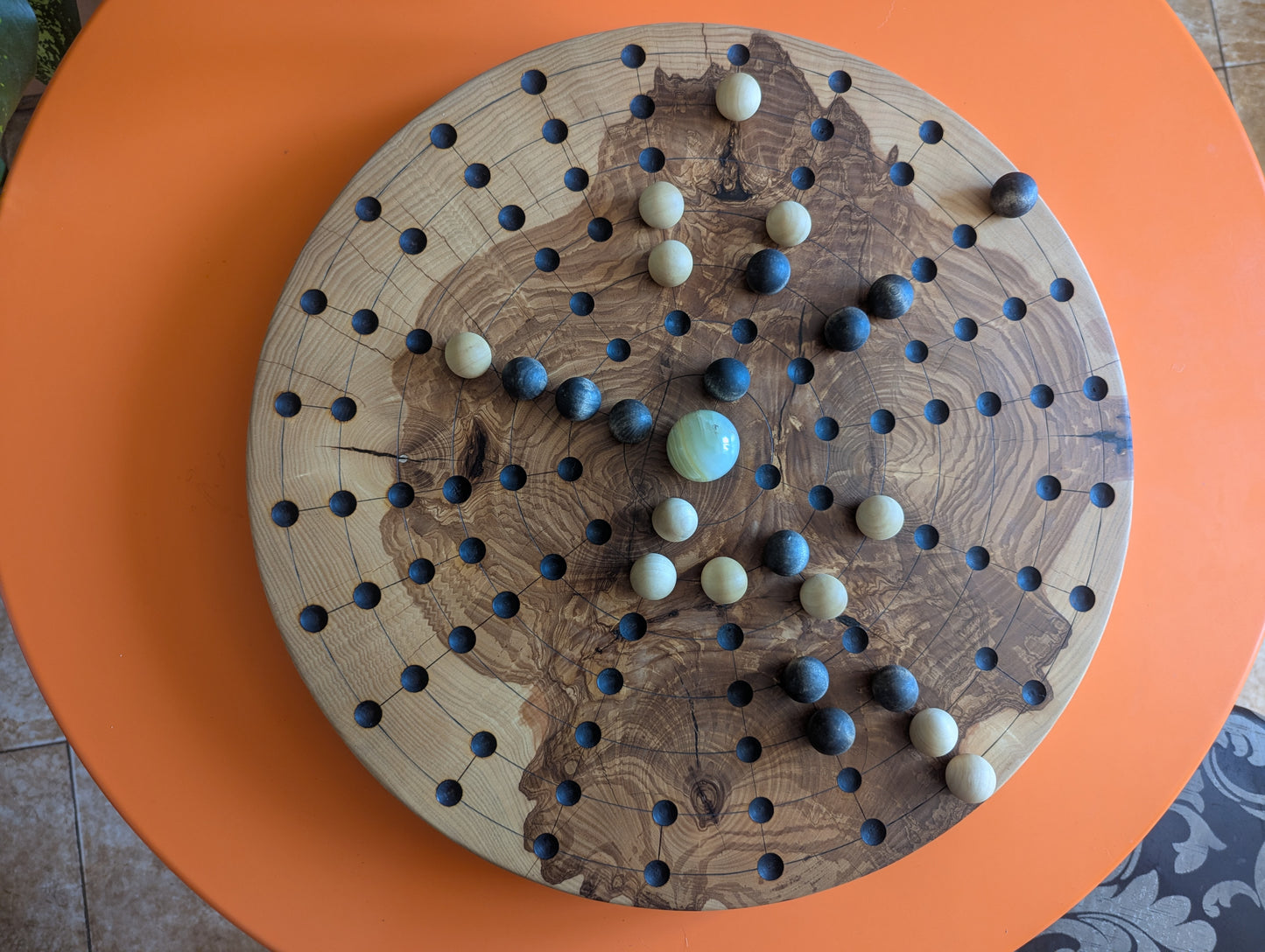 18.9" round solid Ash wood Fidchell board. Handmade