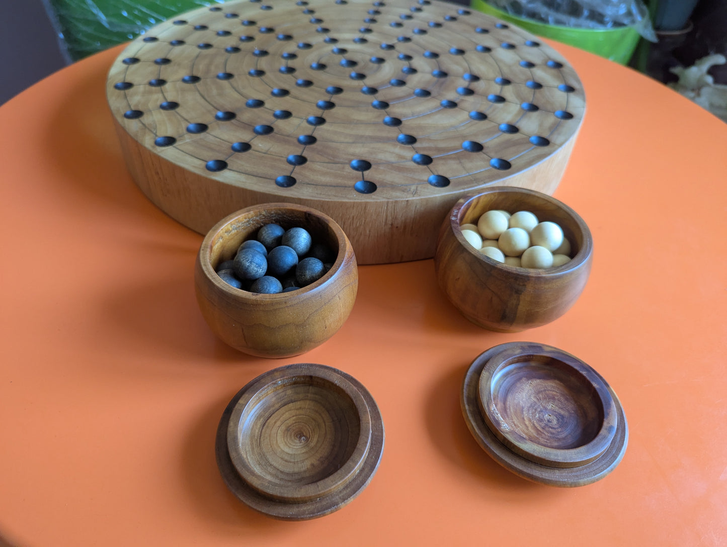 17.25" round solid Poplar wood Fidchell board. Handmade