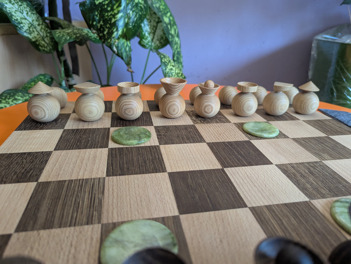 Arimaa chess set and Modern minimalist chess set. Handmade wooden chess pieces