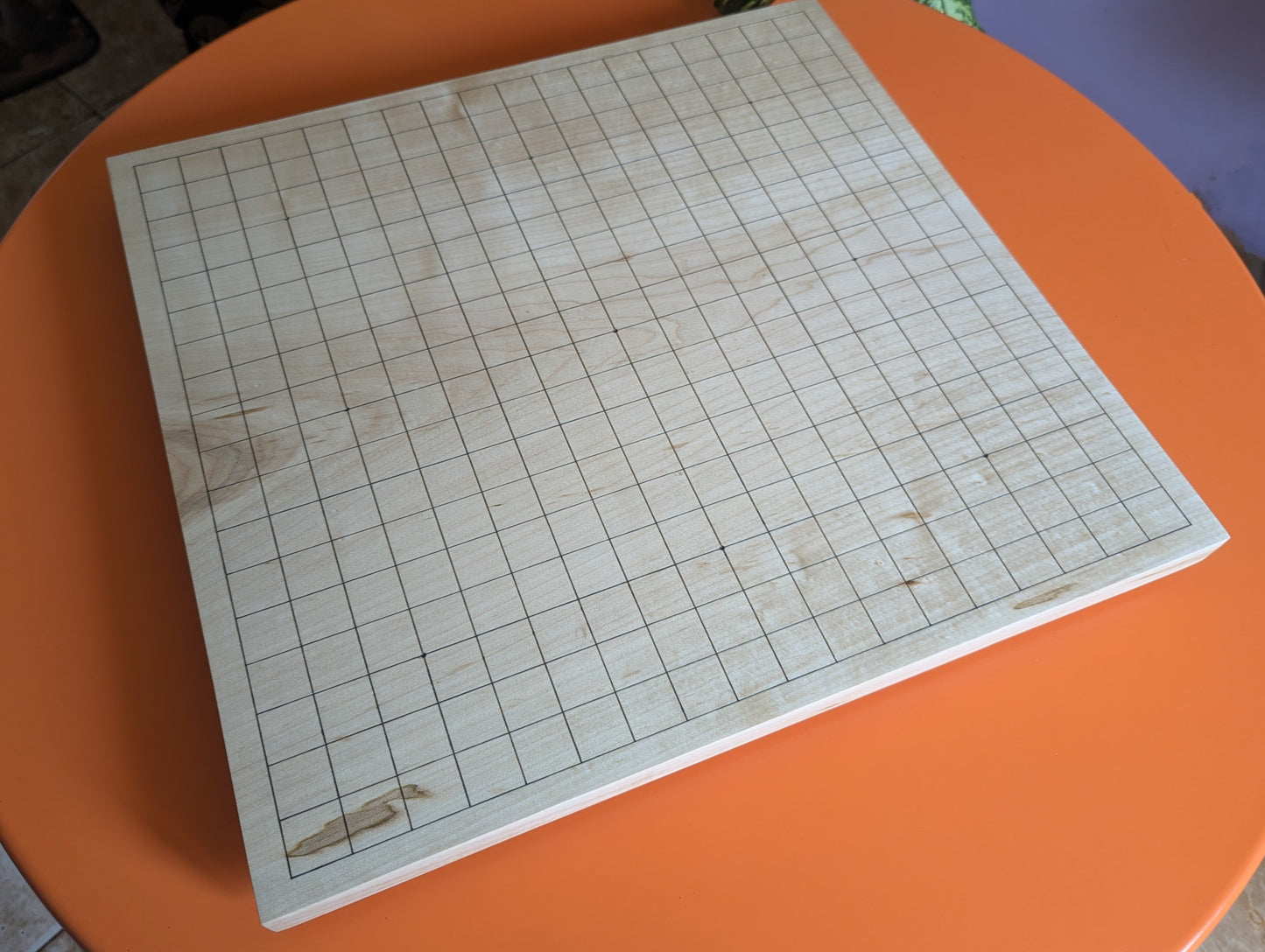 Full Goban solid Maple wood hand carved 19x19 game Go board. Hardwood board