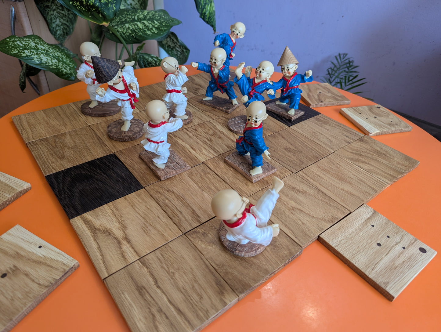 Giant wooden Onitama game set. Hardwood wood tiles. Martial arts game.