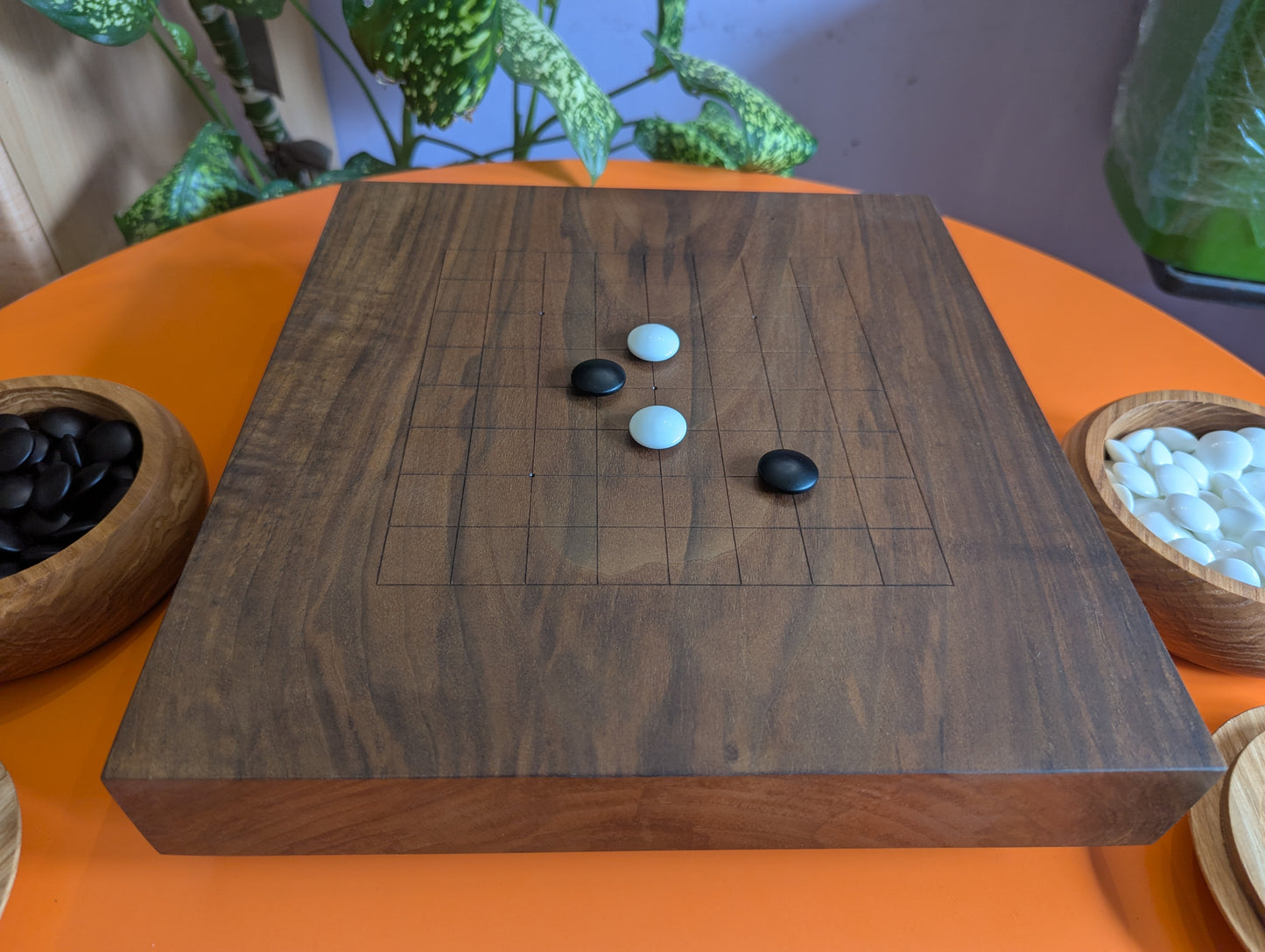Reversible 13x13 & 9x9 solid walnut game Go set