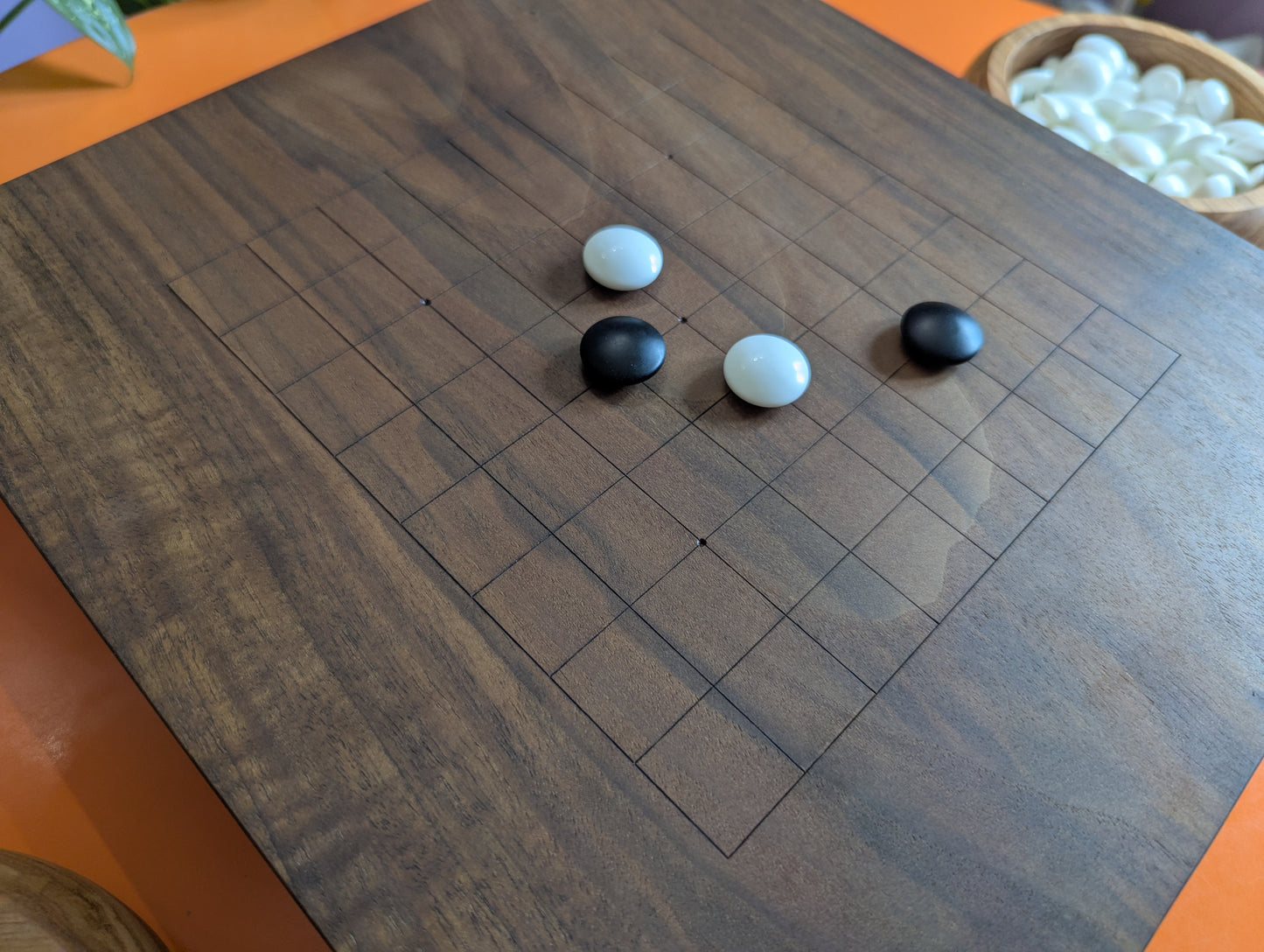 Reversible 13x13 & 9x9 solid walnut game Go set