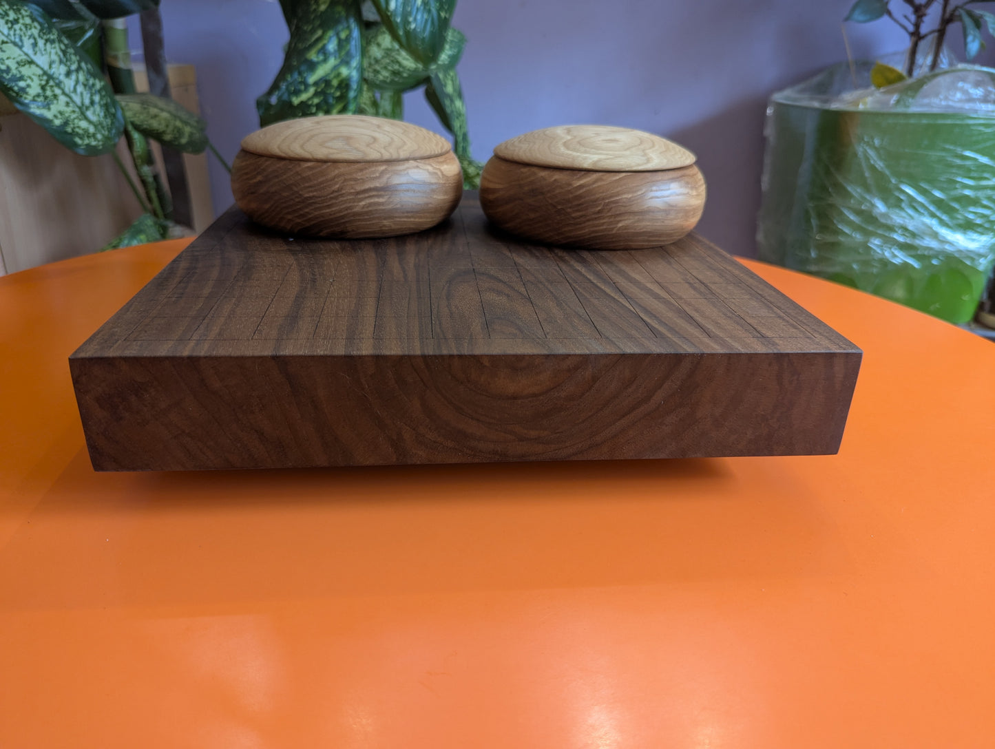 Reversible 13x13 & 9x9 solid walnut game Go set