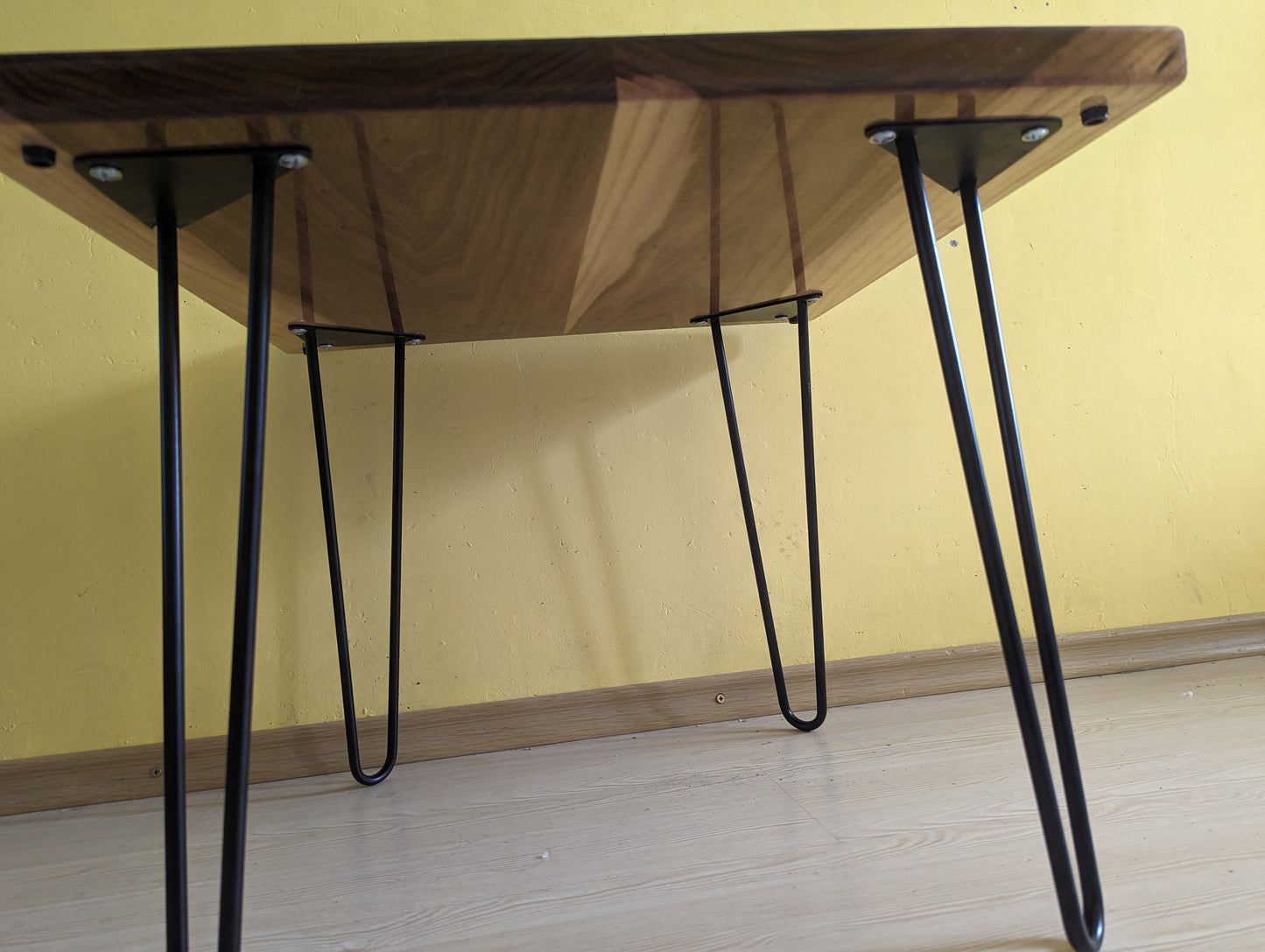 Handmade 23" chess table with notations. Wood and epoxy.