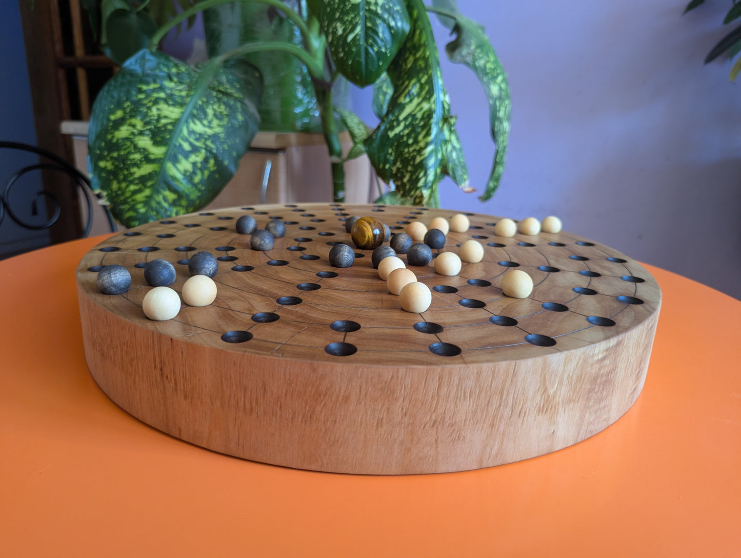 17.25" round solid Poplar wood Fidchell board. Handmade