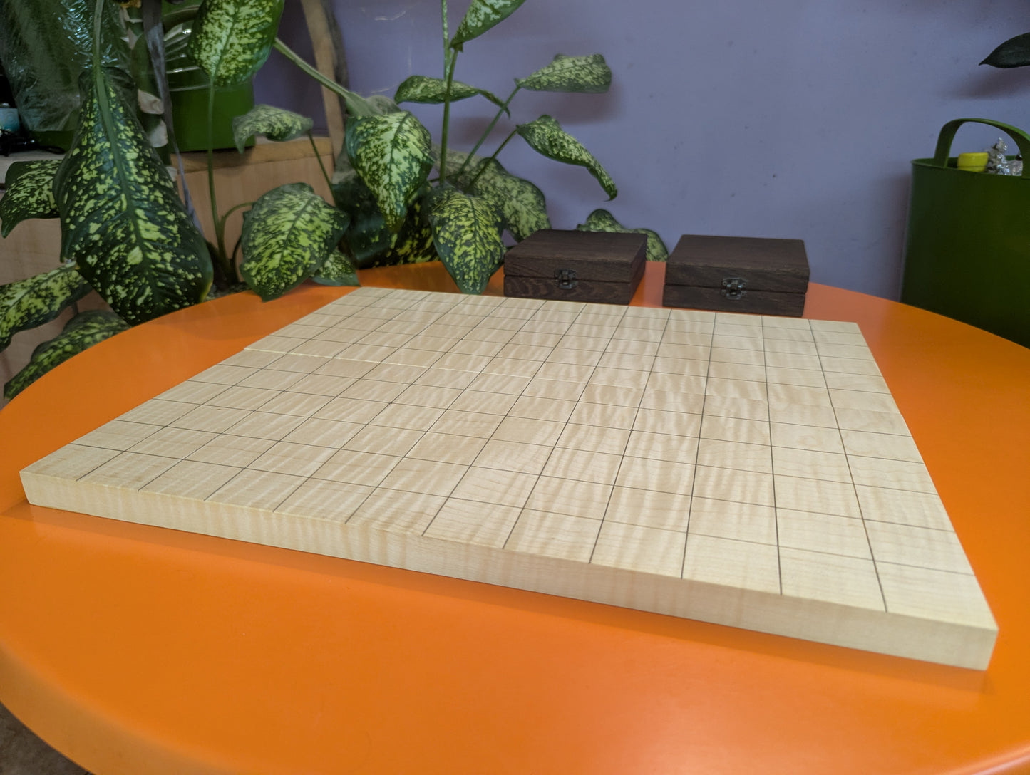 Foldable Chu Shogi game set. Handmade borderless solid Maple Middle Shogi