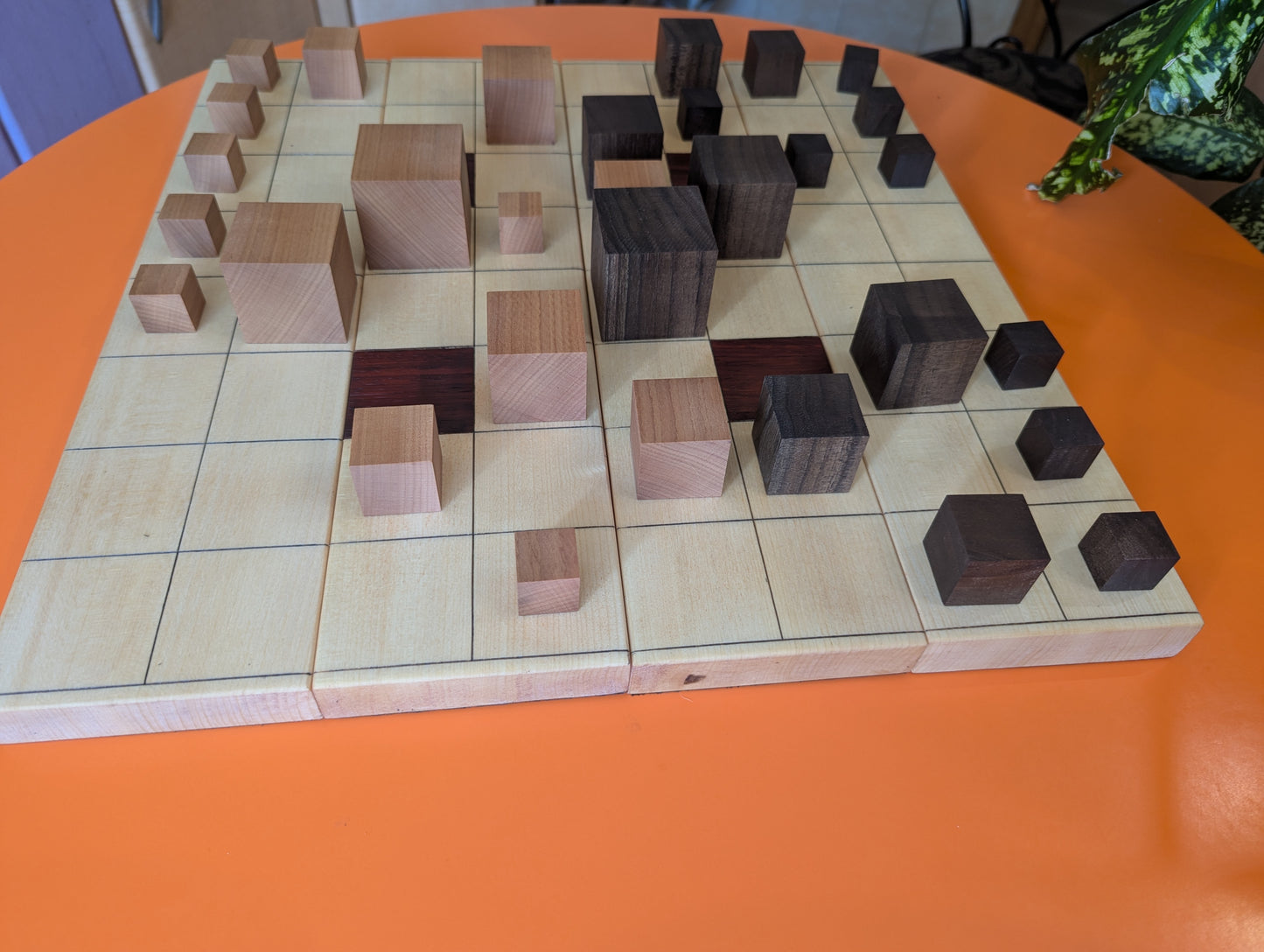 Abstract Cubic Arimaa set. Handmade foldable wooden game set