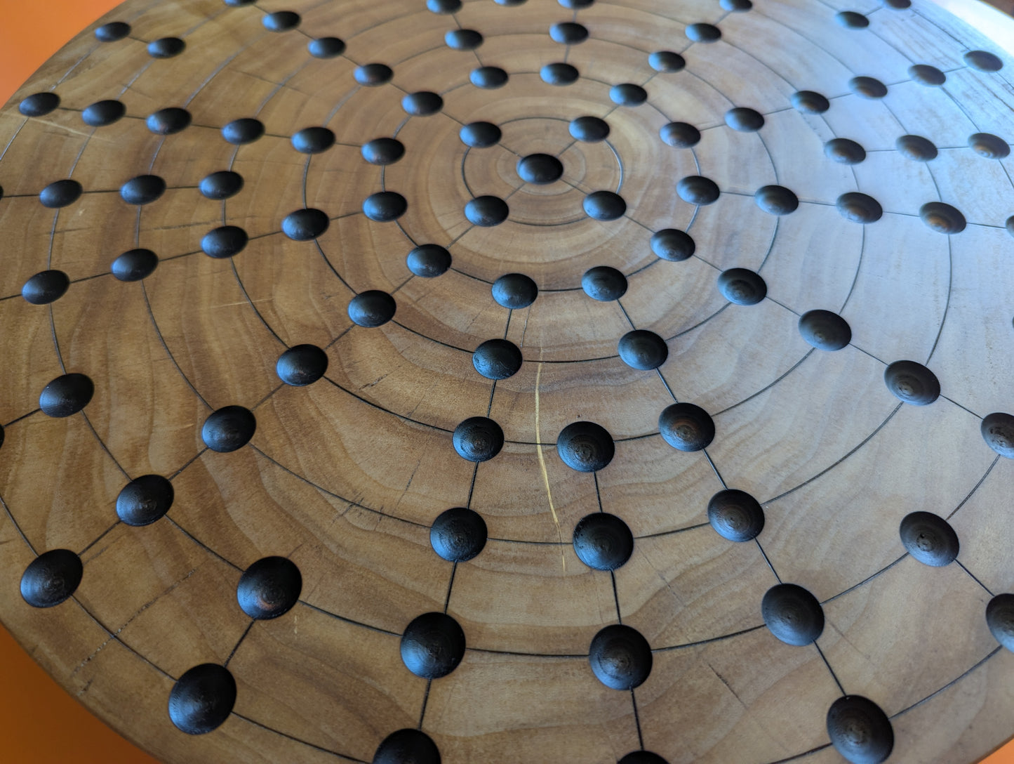 17.25" round solid Poplar wood Fidchell board. Handmade