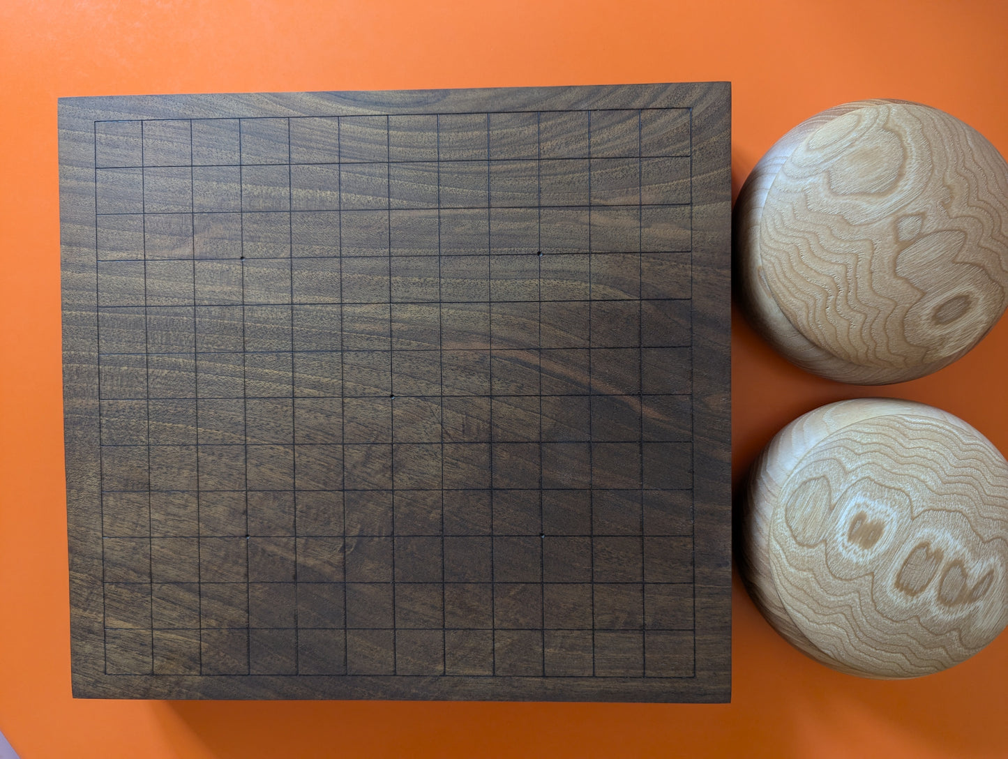 Reversible 13x13 & 9x9 solid walnut game Go set