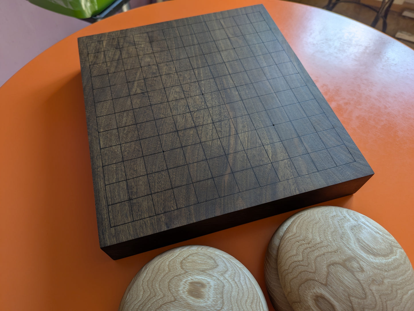 Reversible 13x13 & 9x9 solid walnut game Go set