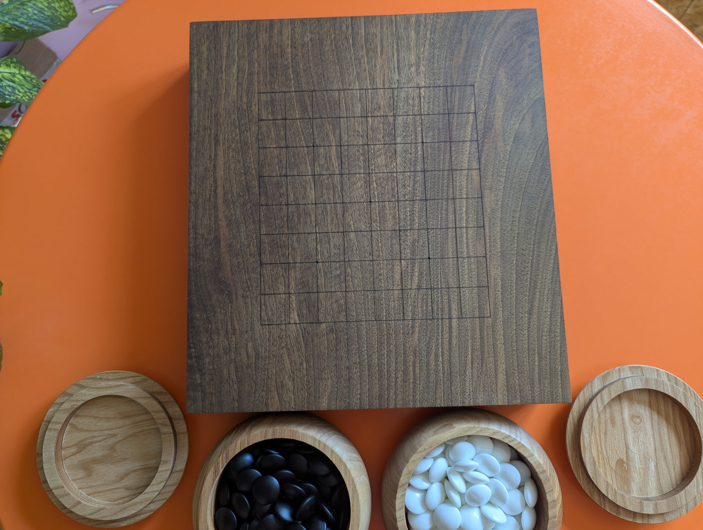 Reversible 13x13 & 9x9 solid walnut game Go set