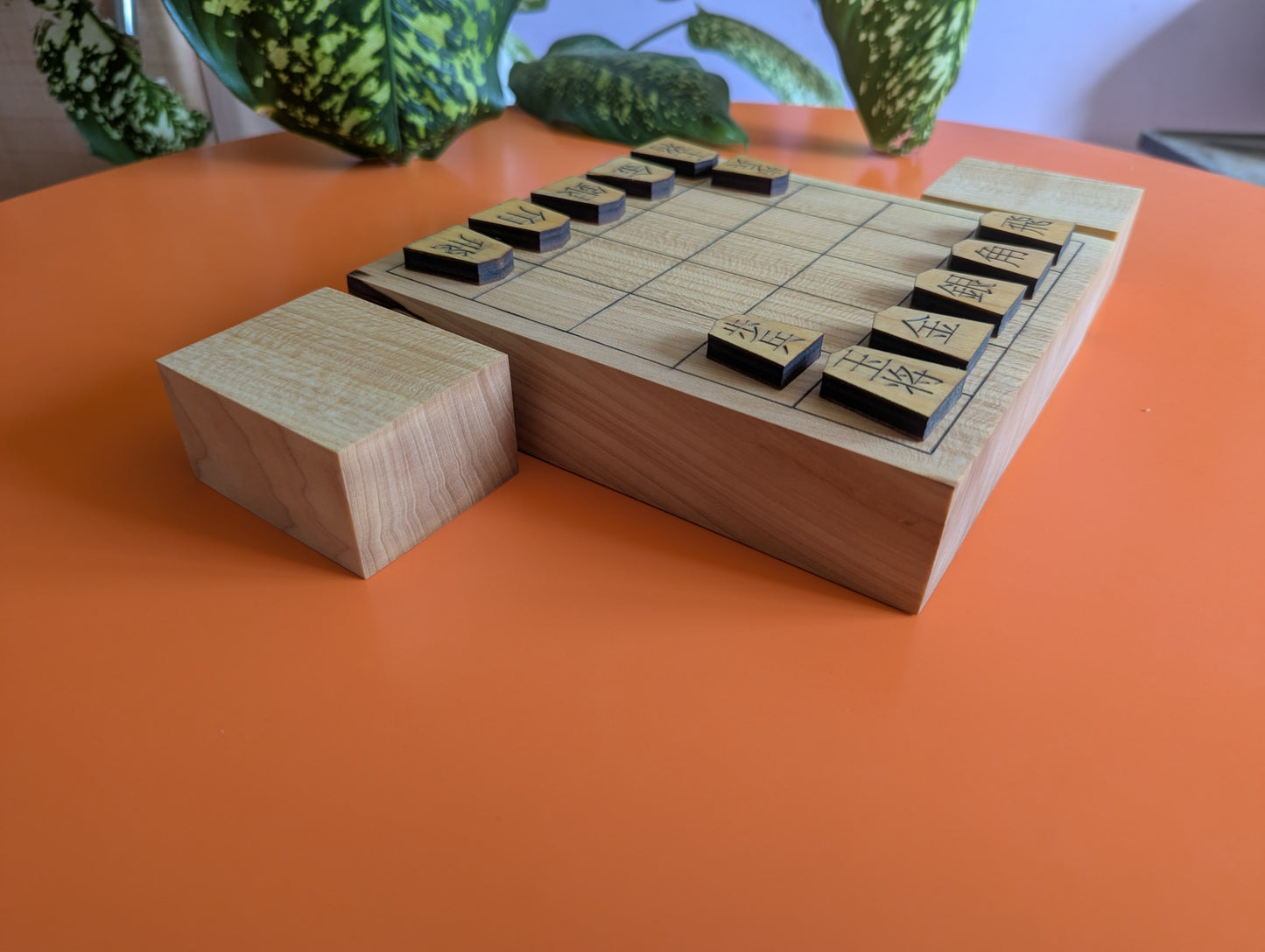Minishogi & Kyoto shogi set. Thick solid Walnut board. Handcarved thin lines