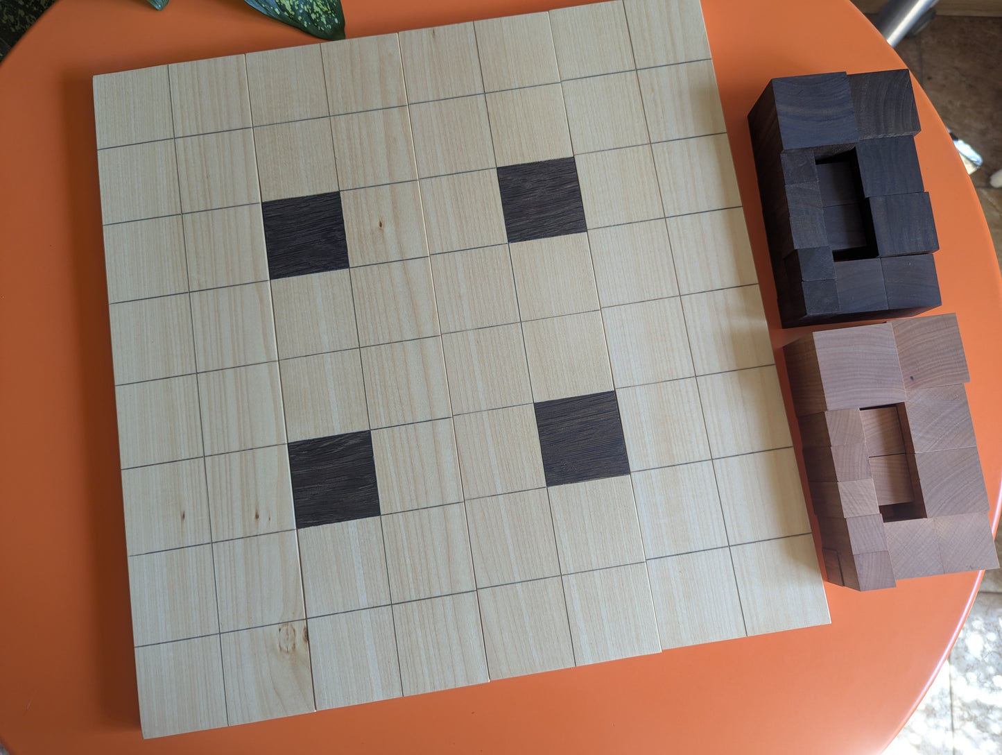 Abstract Cubic Arimaa set. Handmade foldable wooden game set