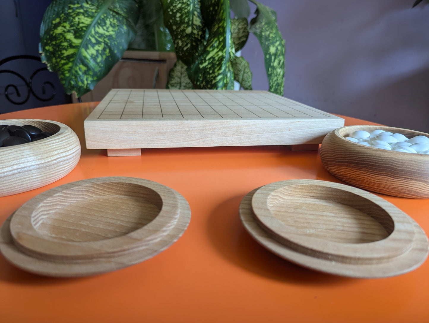 13x13 solid maple wood game Go board. Medium Goban