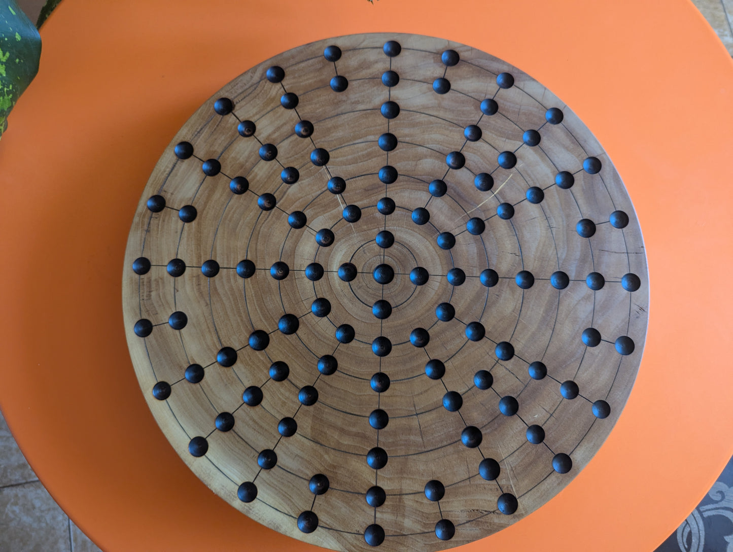 17.25" round solid Poplar wood Fidchell board. Handmade