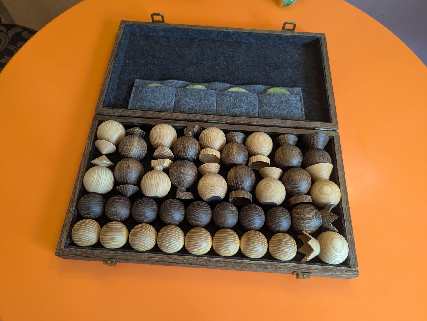 Arimaa chess set and Modern minimalist chess set. Handmade wooden chess pieces
