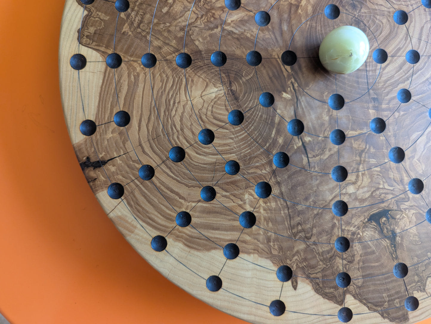 18.9" round solid Ash wood Fidchell board. Handmade