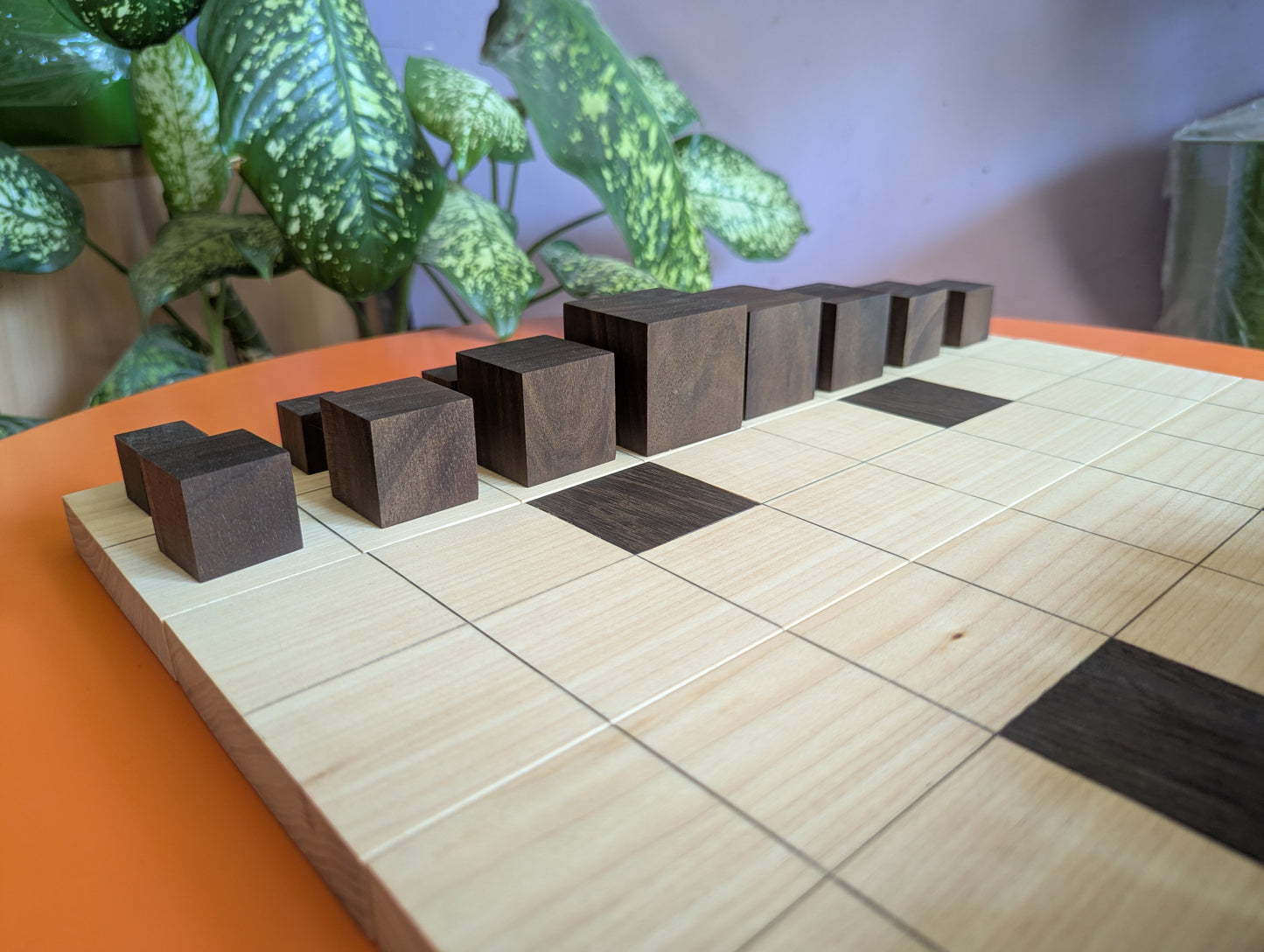 Abstract Cubic Arimaa set. Handmade foldable wooden game set
