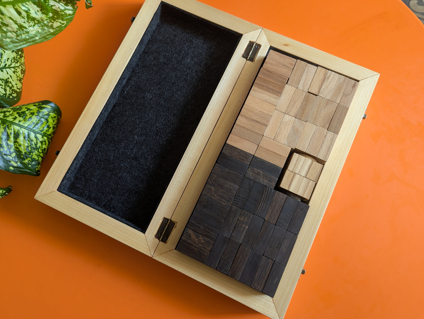 14" Foldable wooden Tak game set.