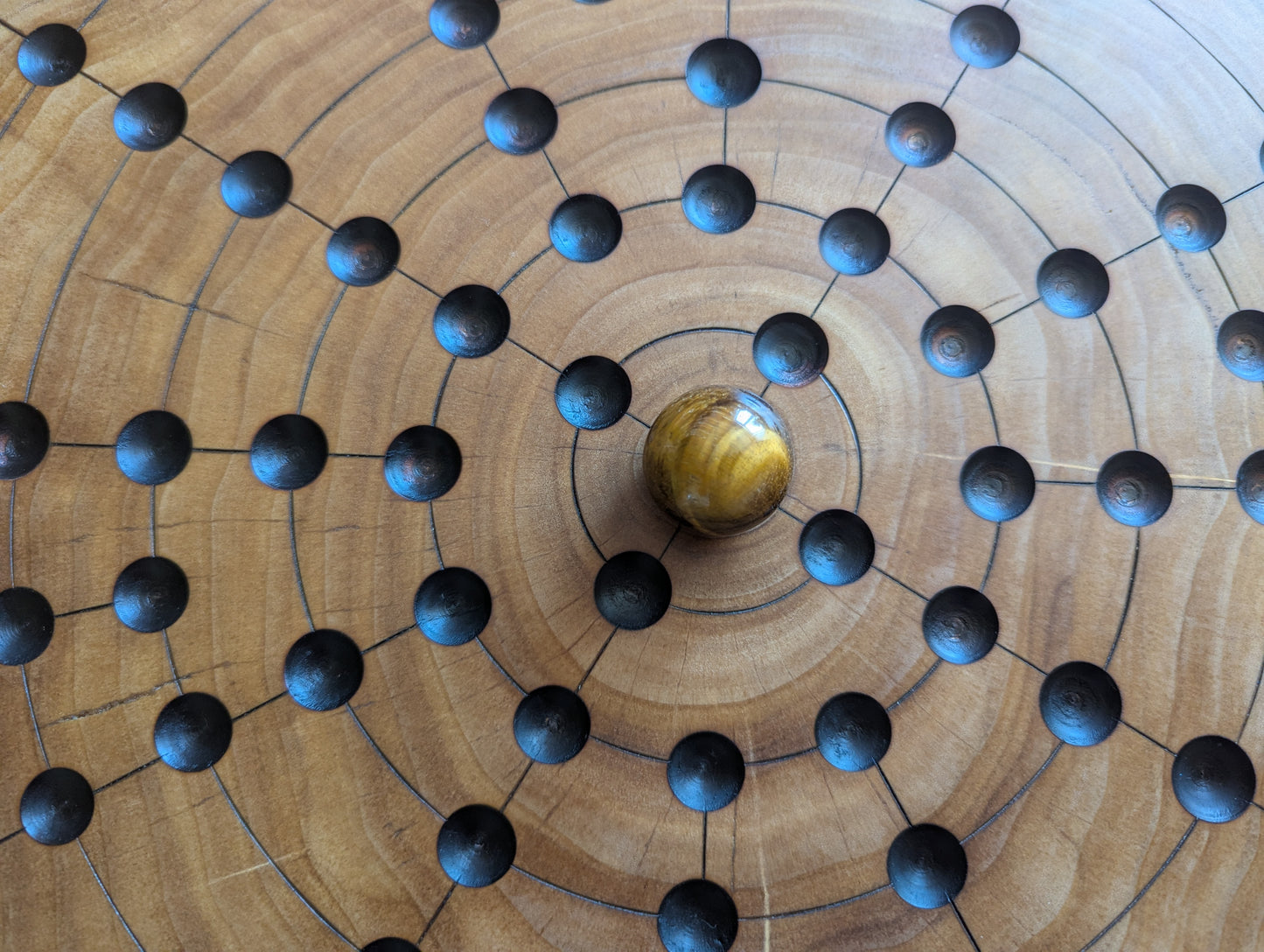 17.25" round solid Poplar wood Fidchell board. Handmade
