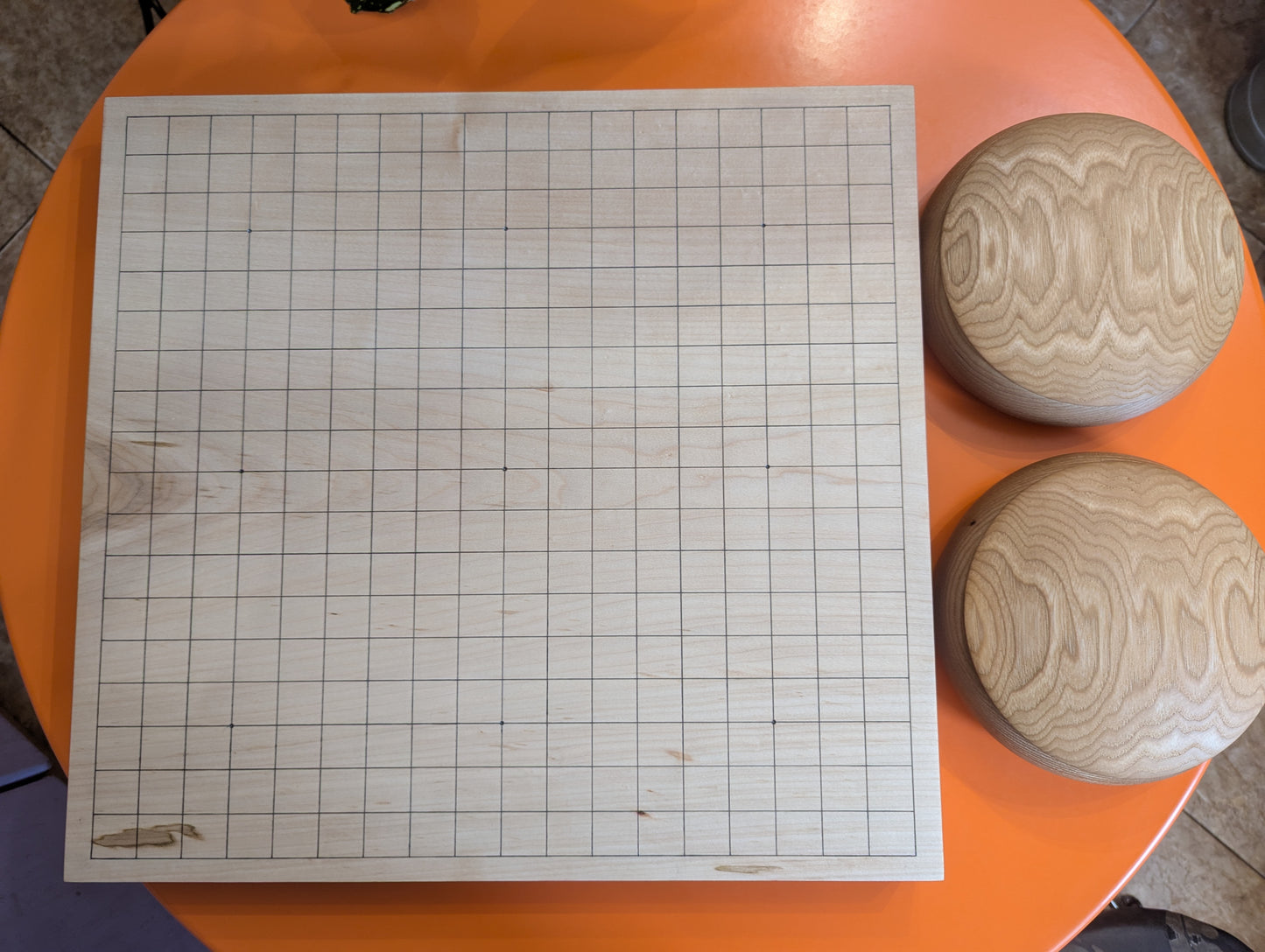 Full Goban solid Maple wood hand carved 19x19 game Go board. Hardwood board
