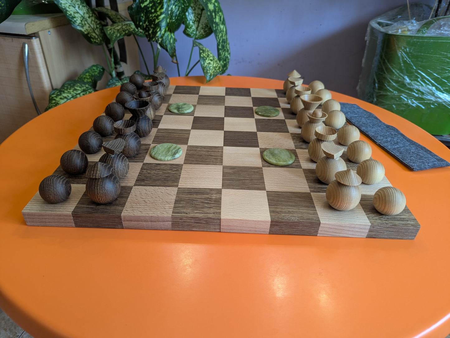 Arimaa chess set and Modern minimalist chess set. Handmade wooden chess pieces