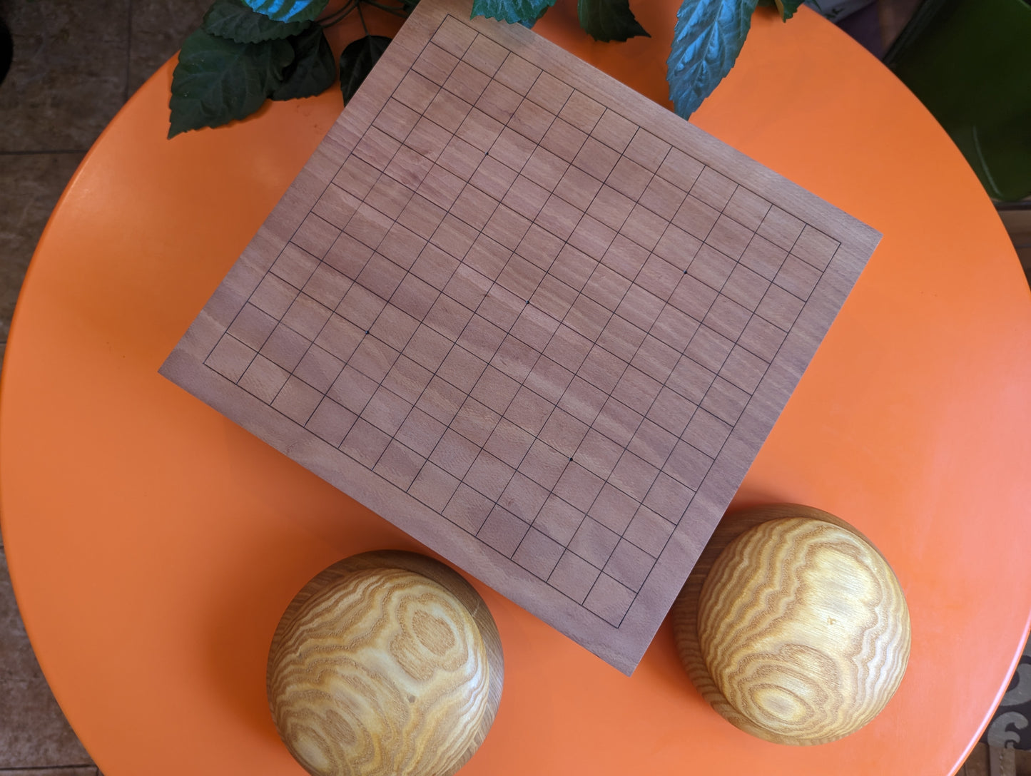 4" solid pear wood 13x13 game Go board. Medium Goban