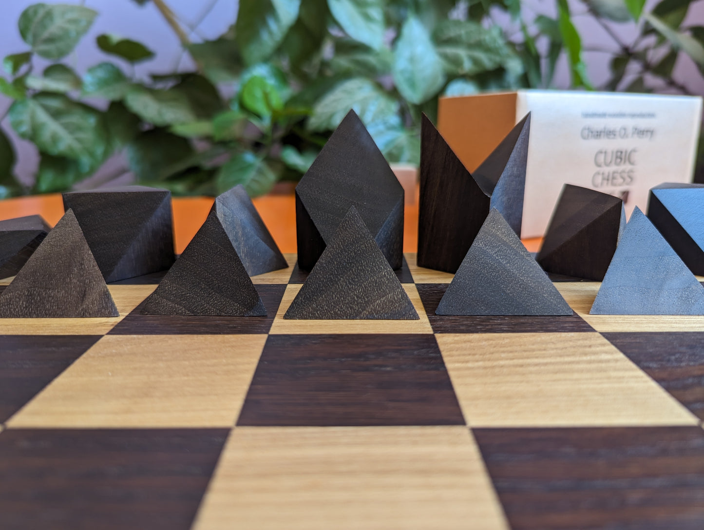 Cubic Chess Set by Charles O. Perry. Handmade wooden reproduction