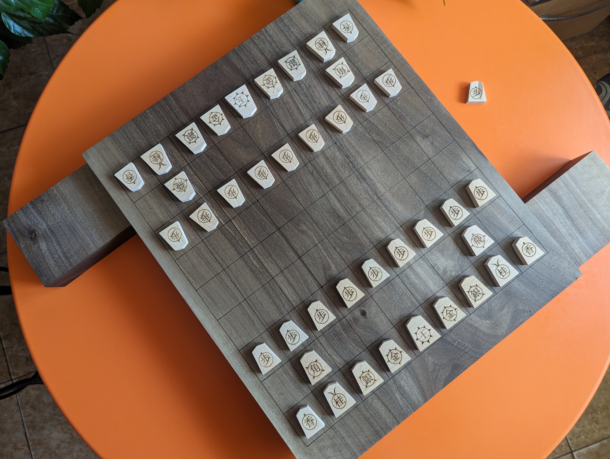 Chu Shogi Game Set. Handmade Solid Walnut Middle Shogi. 