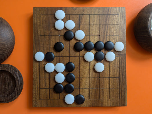 9x9 Goban. Thin Walnut wood. Hand carved legless game Go board