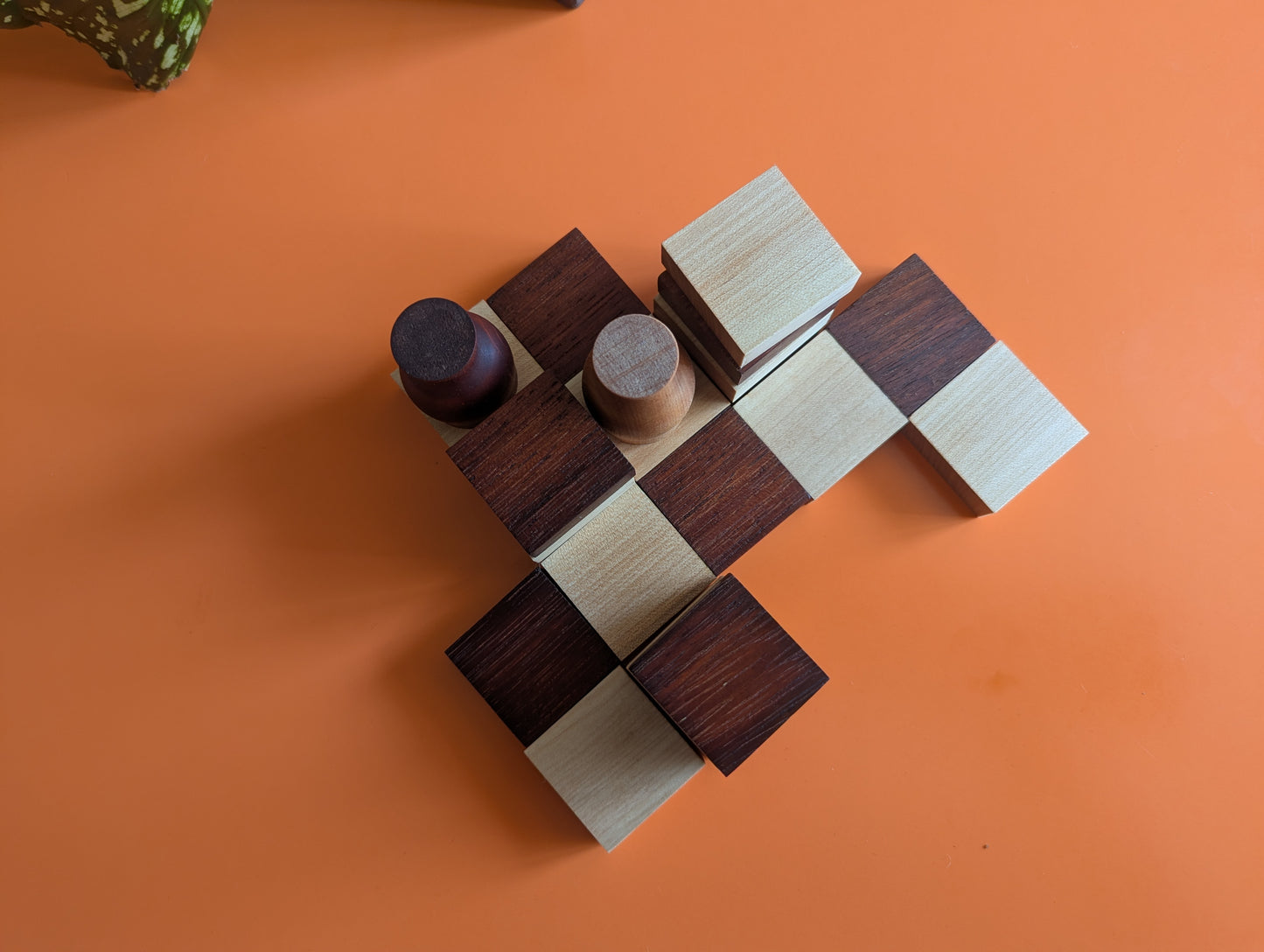 Handmade Wooden Volterra game set. Sucupira wood and Maple wood.