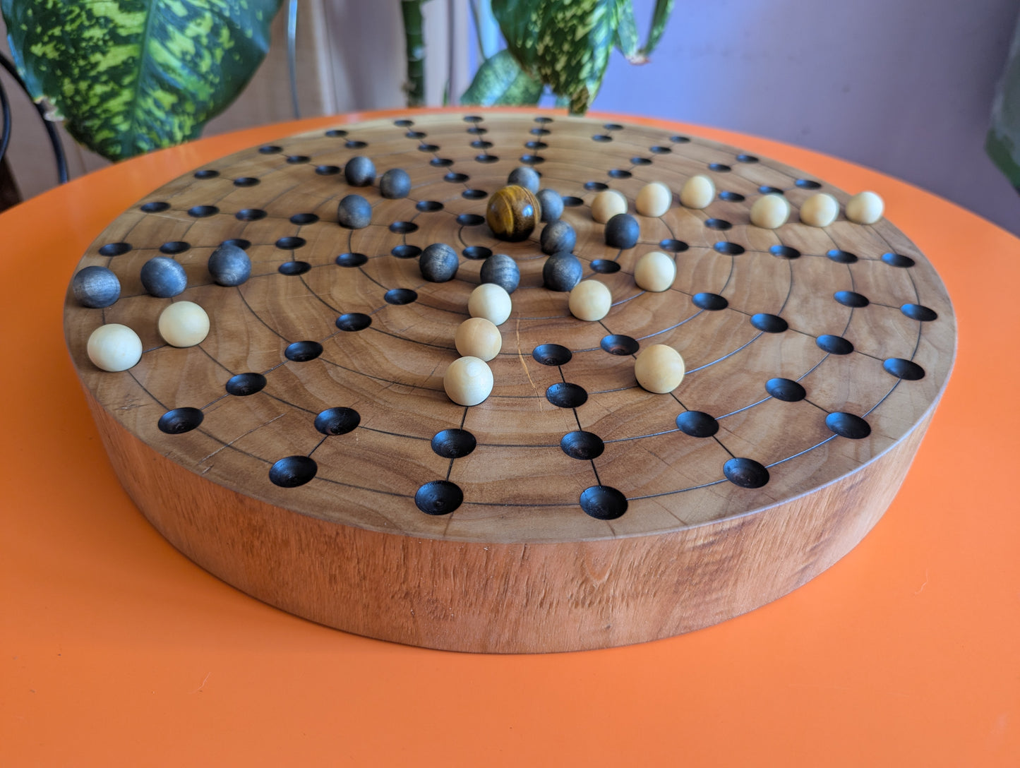 17.25" round solid Poplar wood Fidchell board. Handmade
