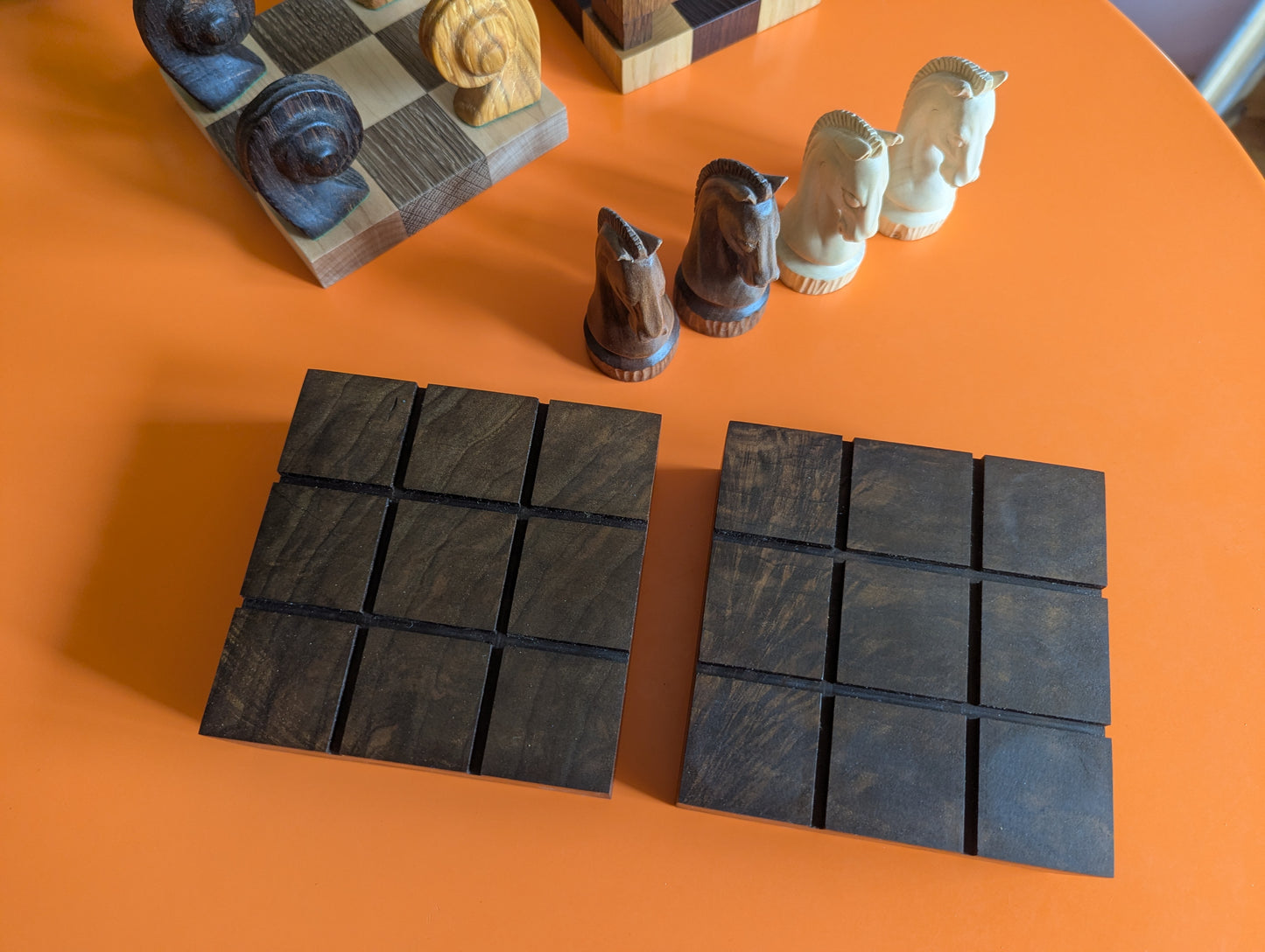 Guarini's chess puzzle. Handmade hardwood pieces.