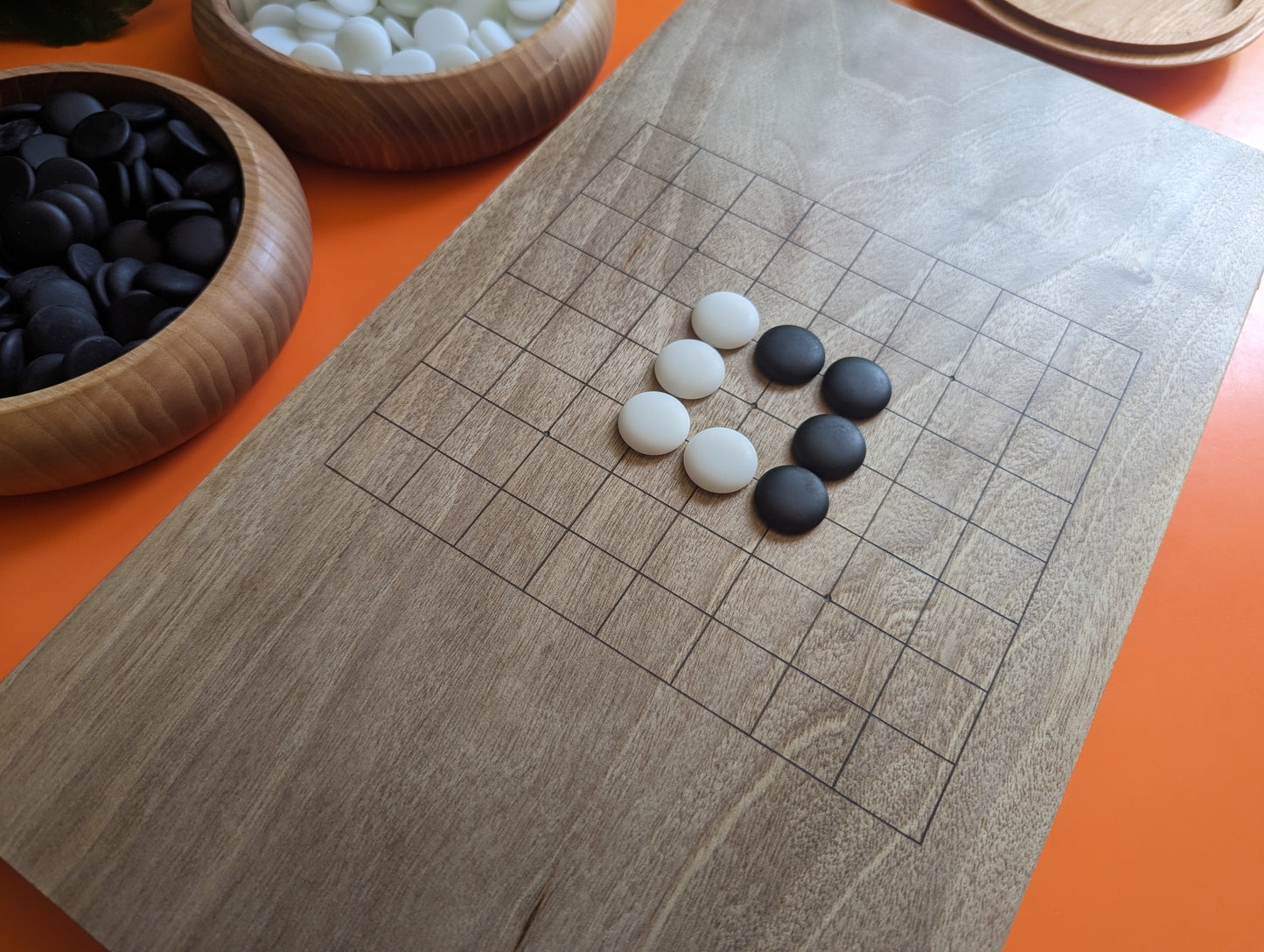 Foldable 19x19 solid light walnut Goban. Portable handmade game Go set.