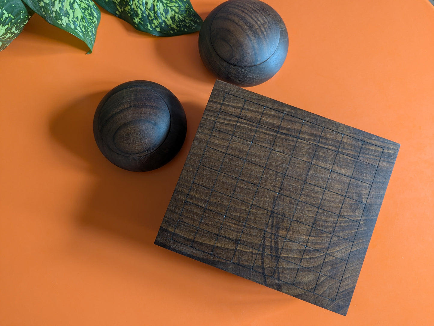 Solid walnut 9x9 Goban. Hand carved game Go board