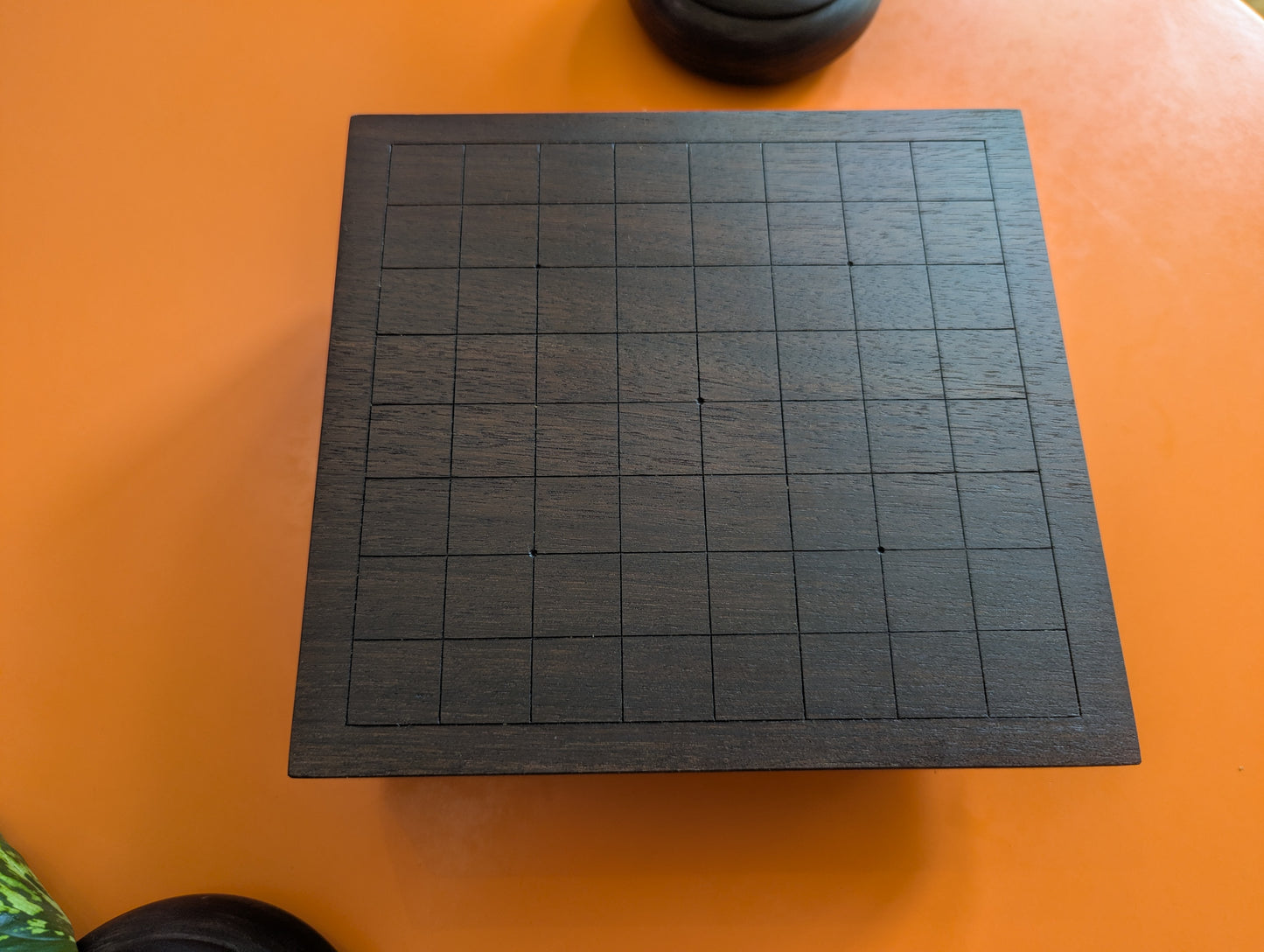 Black walnut 9x9 Goban. 3.4" hand carved game Go board
