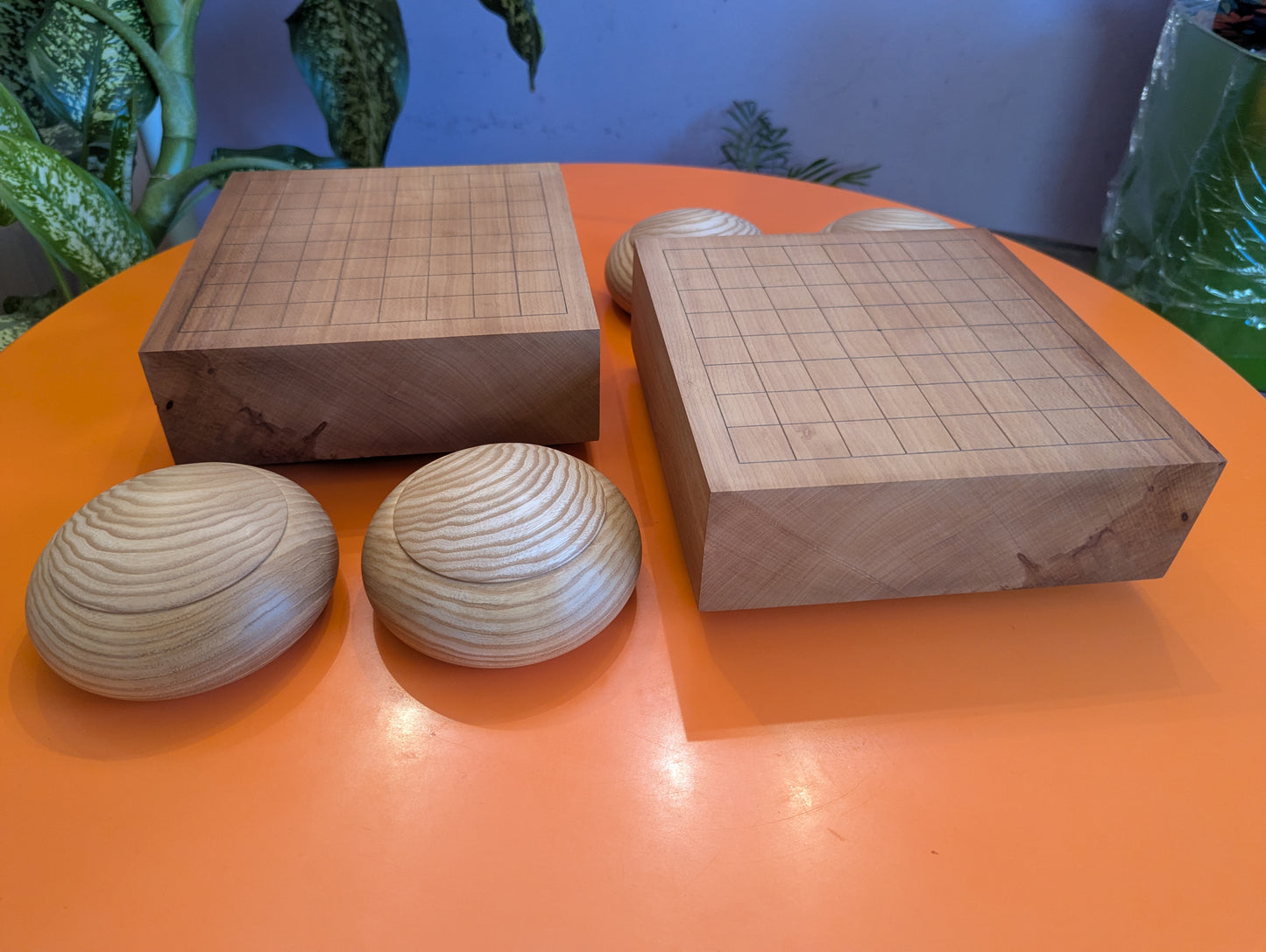 3.25" solid Pear wood 9x9 hand carved game Go board.