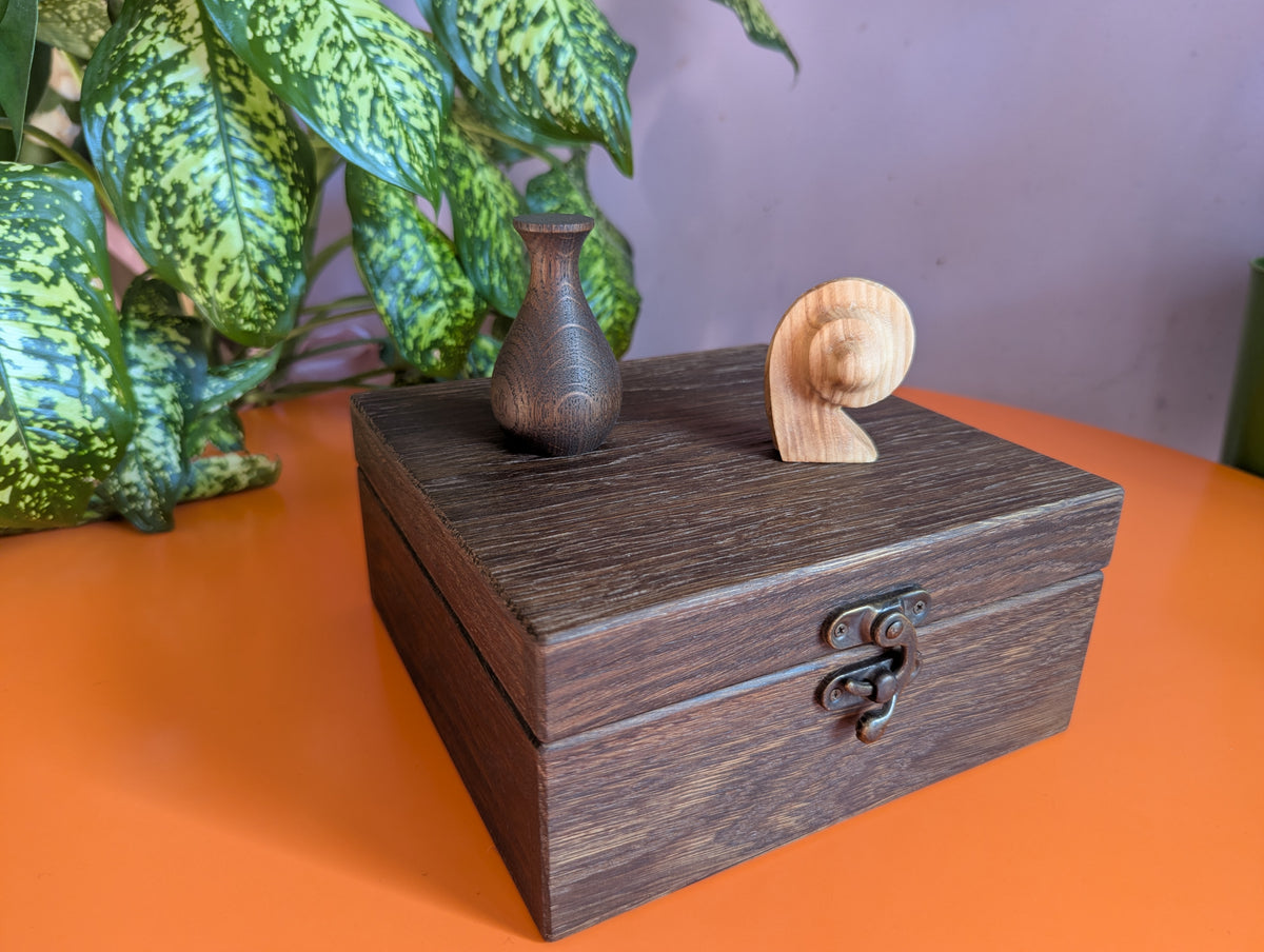 Handmade wood abstract geometric chess set