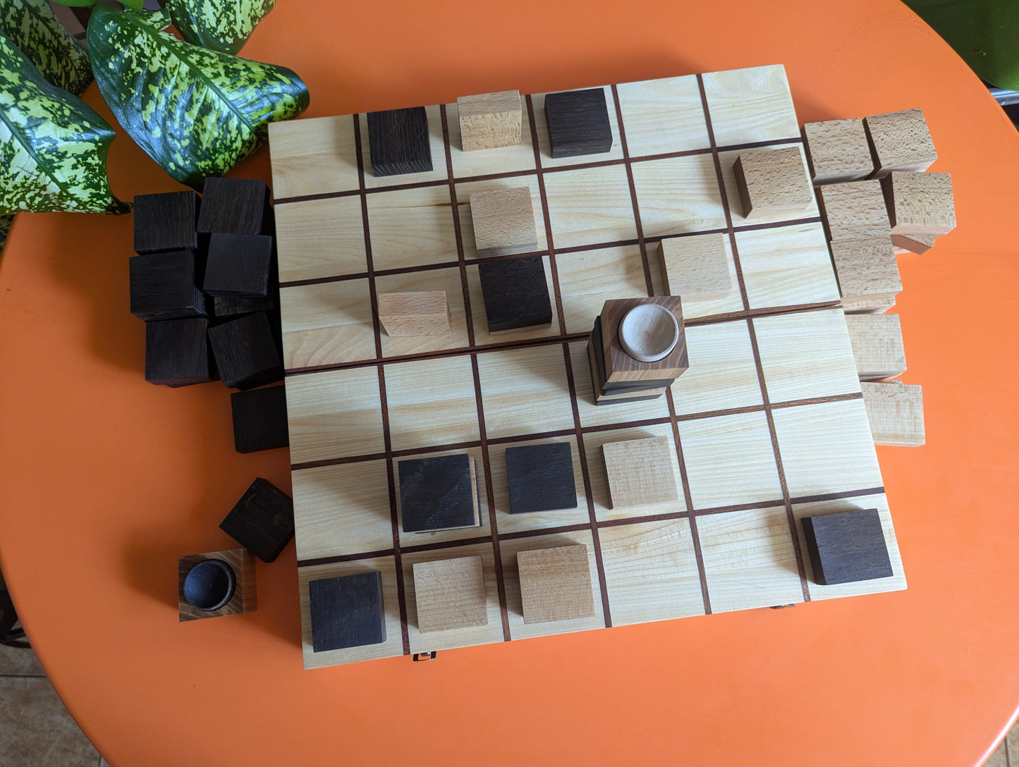14" Foldable wooden Tak game set.