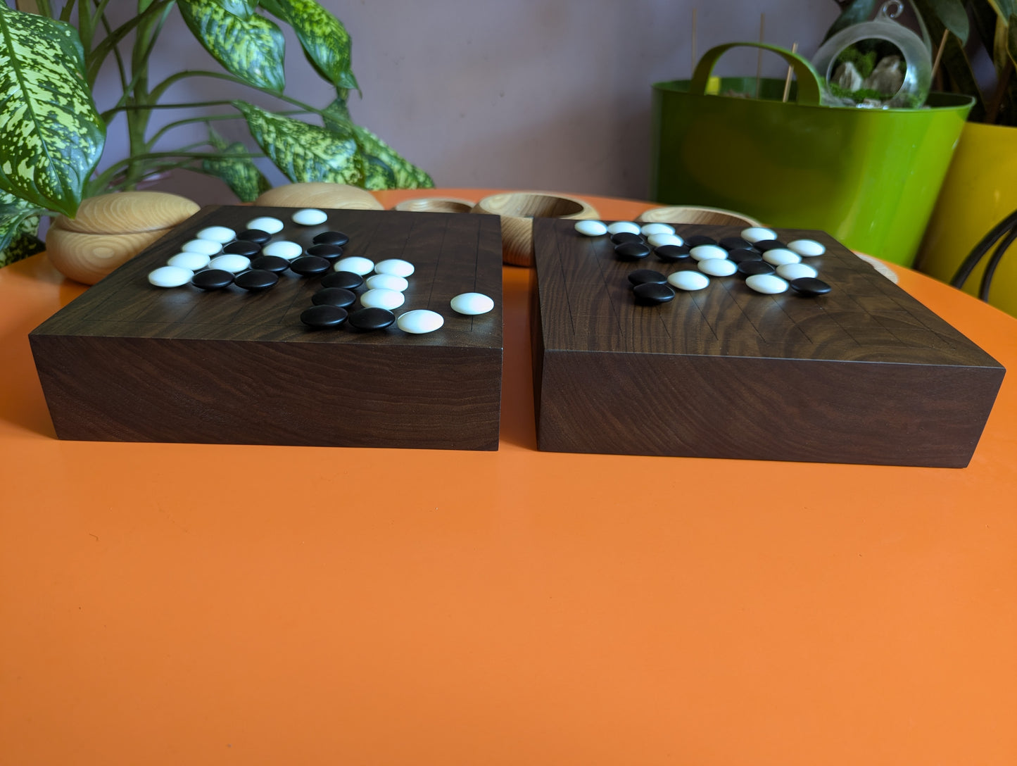 Solid walnut 9x9 Goban. Legless Hand carved game Go board